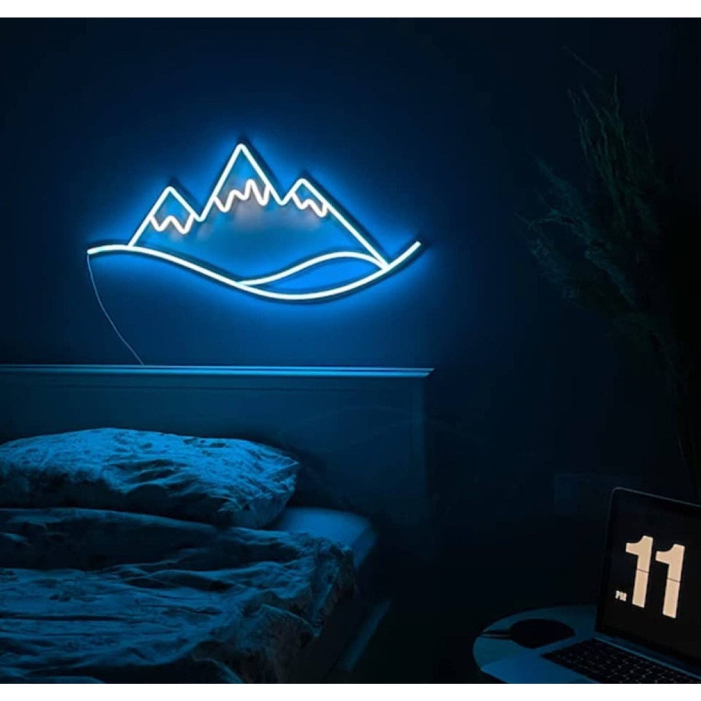 Lovely Blue Ice Top Mountain LED Night Light Room Wall Art Decor