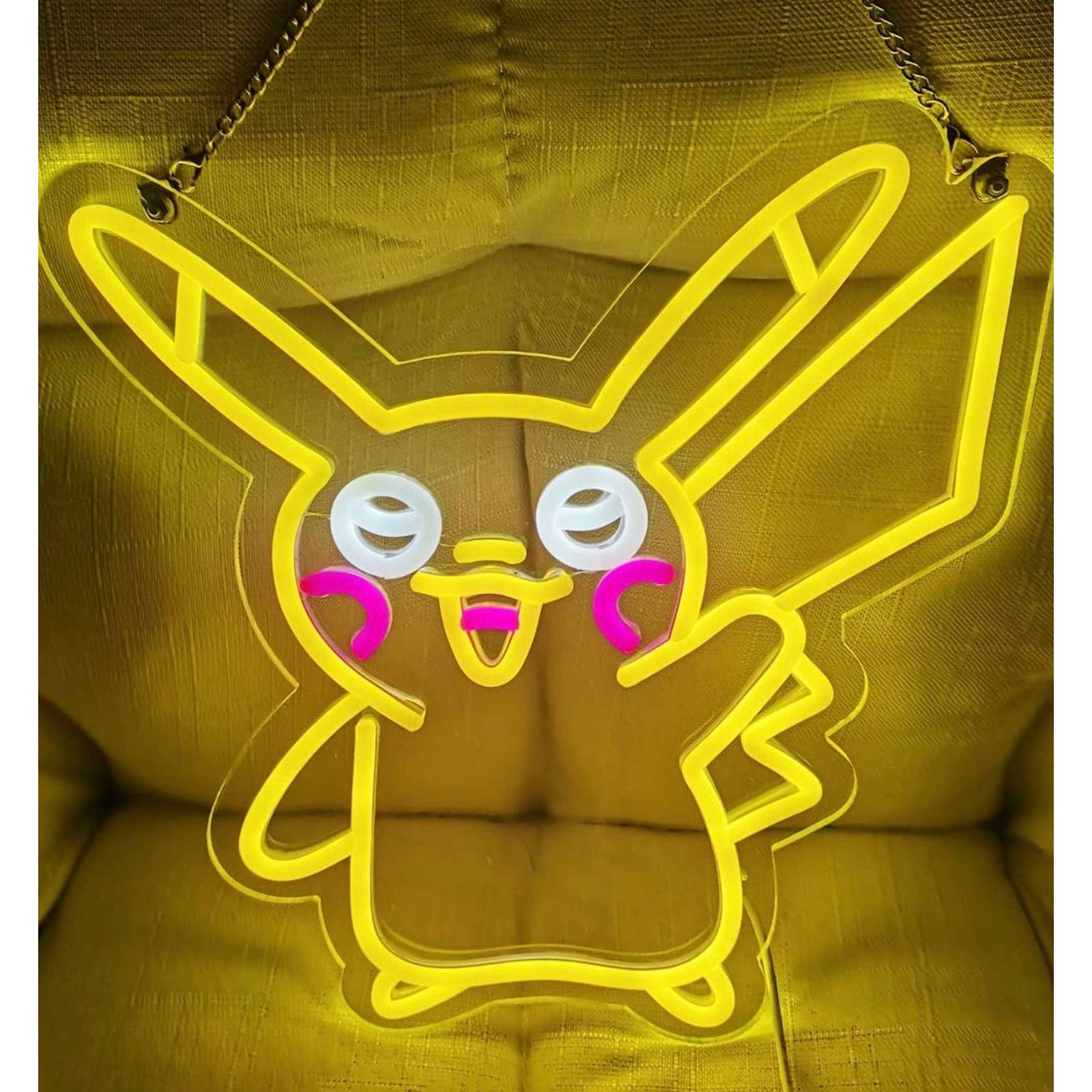 Selling Cute Bright Yellow Waving Happy Pikachu LED Night Light Pokemon Room Wall Decor