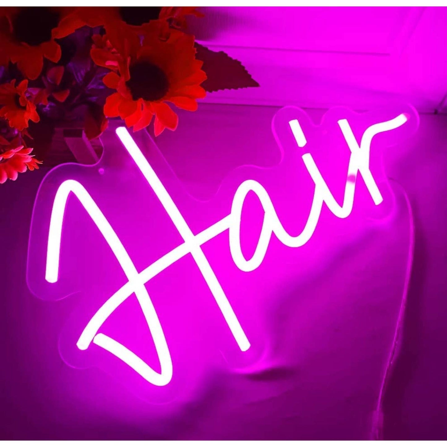 Lovely Bright Pink “Hair” Salon Business LED Hanging Light Sign Decor