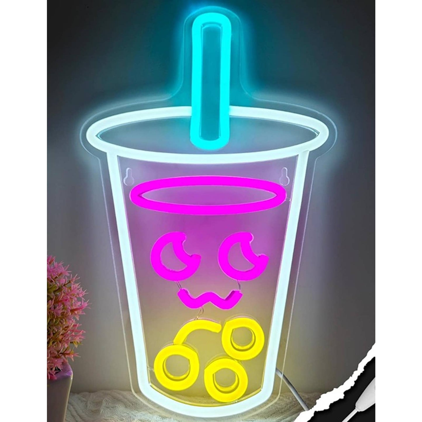 Fun Vivid Bright Boba Tea Cup LED Night Light Room Wall Anime Decor