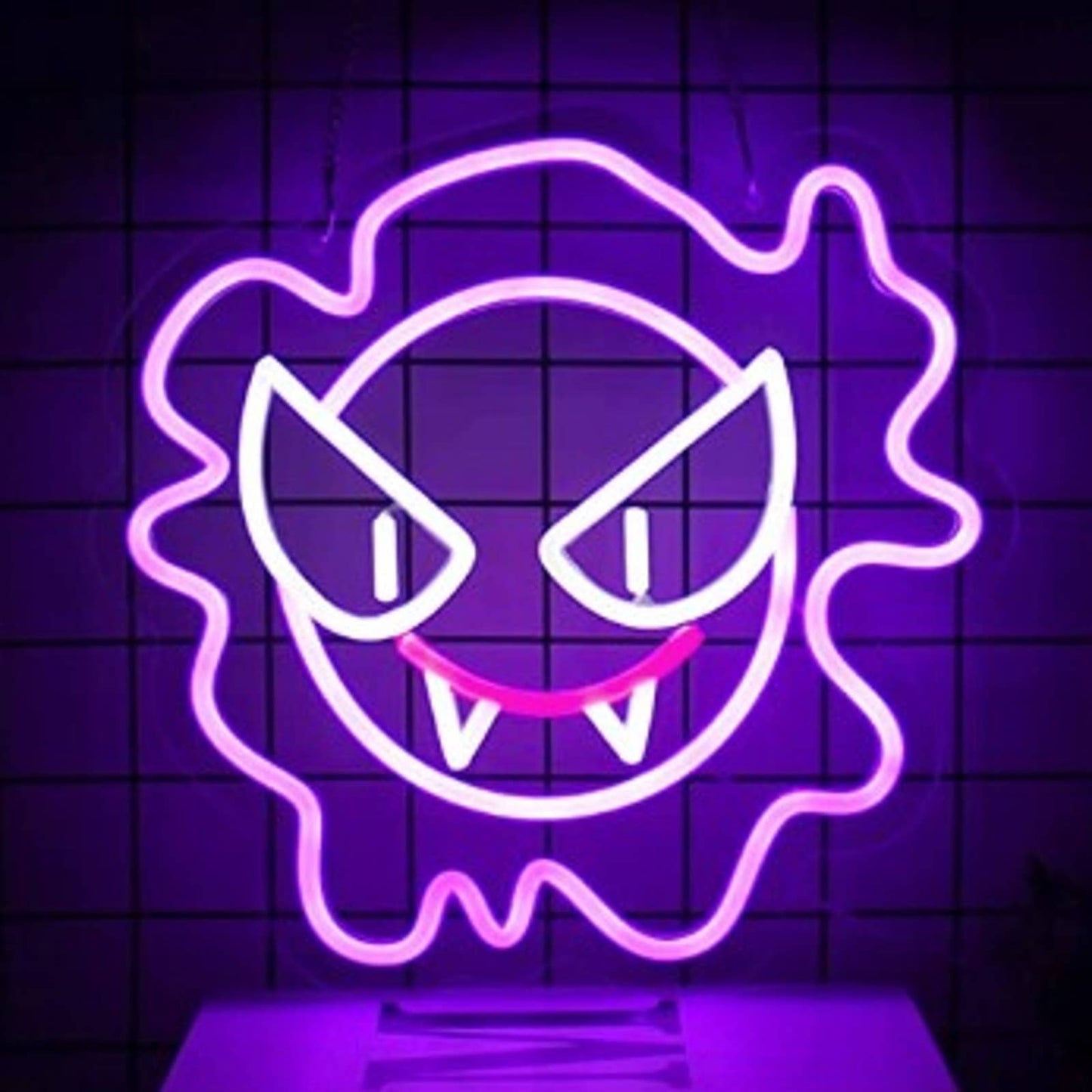 Fun Bright Purple Smiling Gastly Ghost Pokemon LED Light Video Game Decor