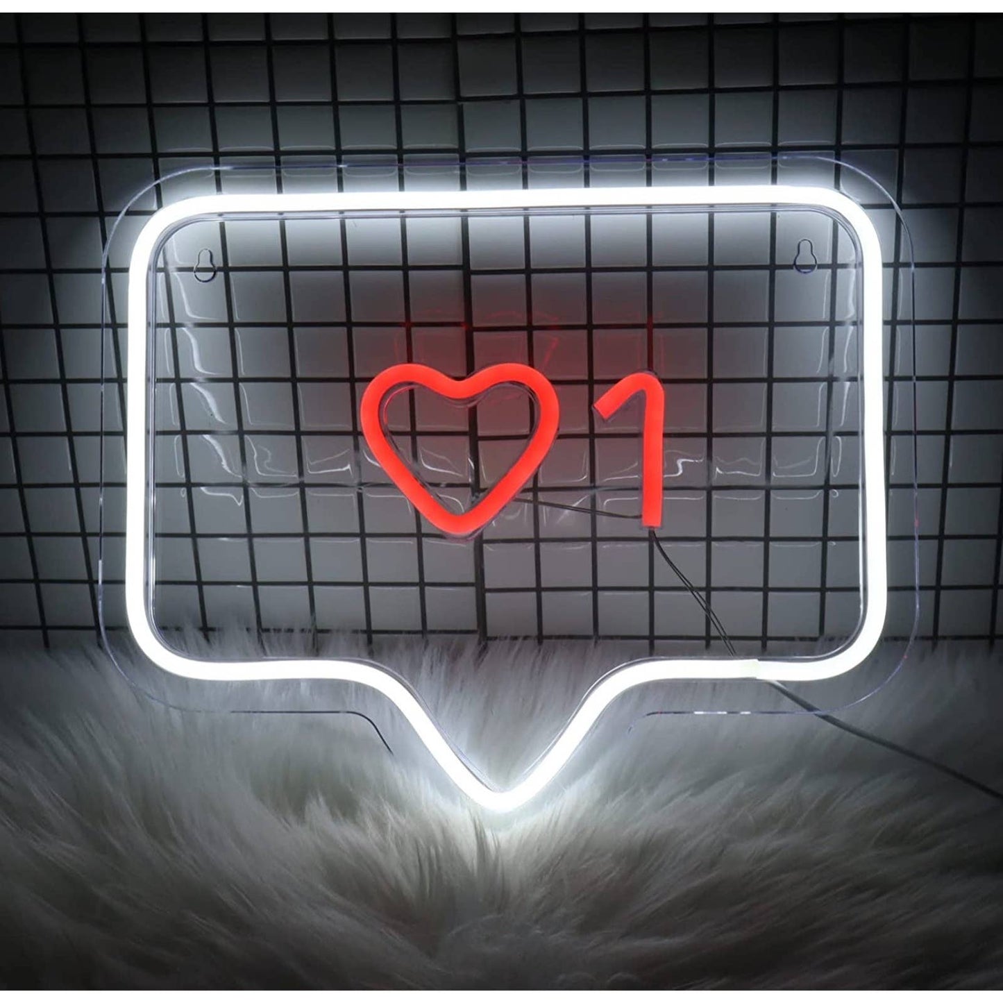 Lovely Bright White / Red Instagram Like Love Heart LED Night Light Social Room