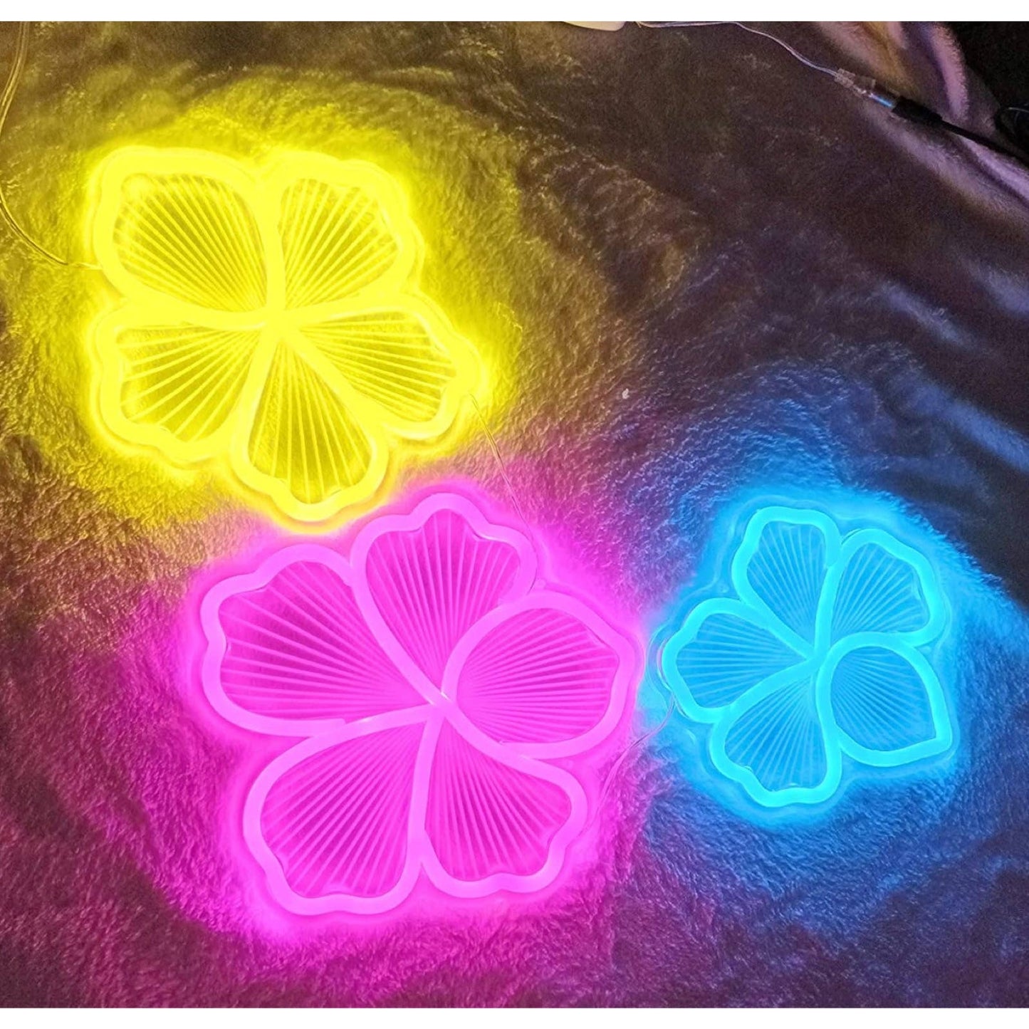 Lovely Bright Colorful 3 Piece Bundle Flower LED Night Light Room Wall Decoratio