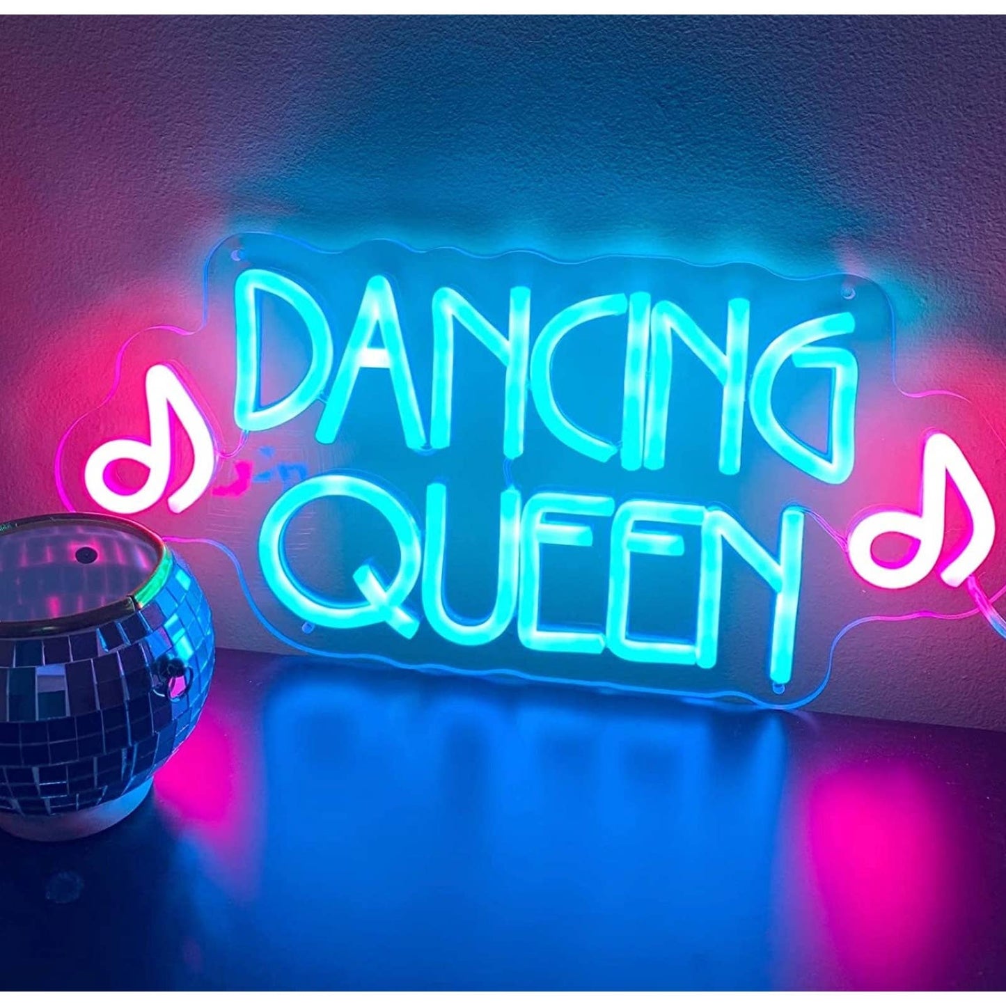Lovely Bright Pink / Blue “Dancing Queen” LED Night Light Room Wall Party Decora