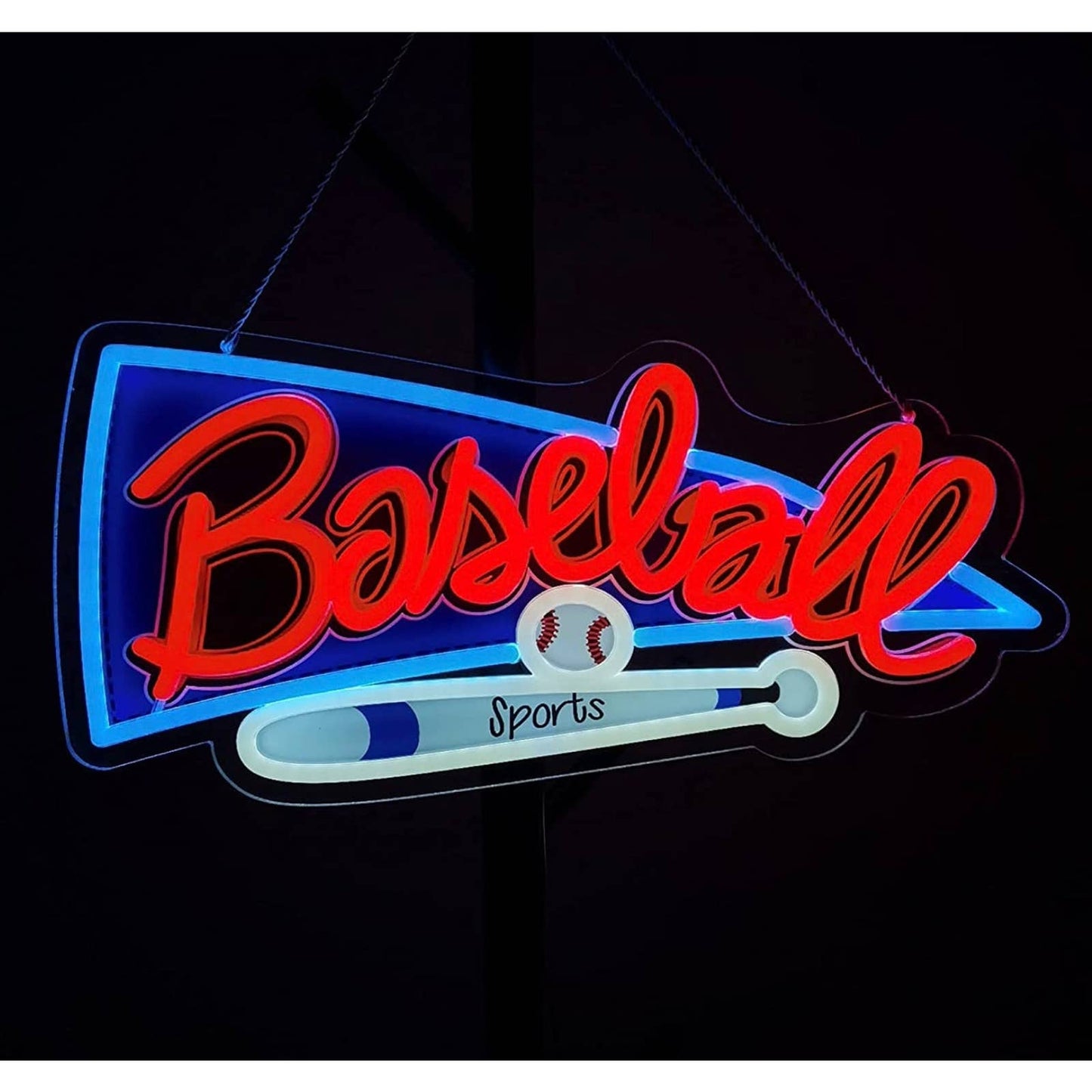 Fun Bright Colorful Baseball LED Night Light Sign Room Wall Decoration