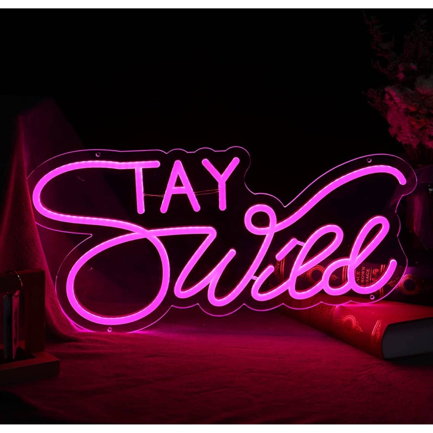 Lovely Bright Pink “Stay Wild” LED Night Light Room Wall Decoration