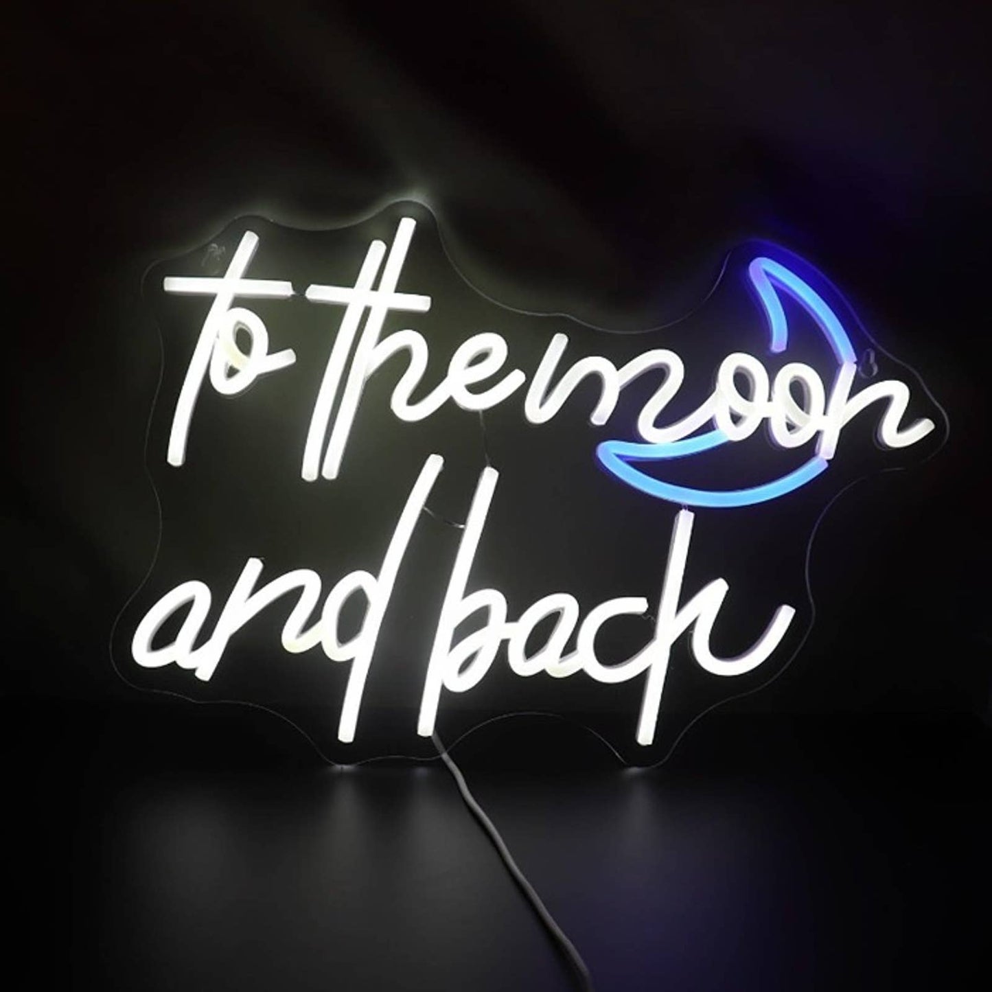 Lovely Bright Cool Blue & White “to the moon and back” LED Night Light Decor