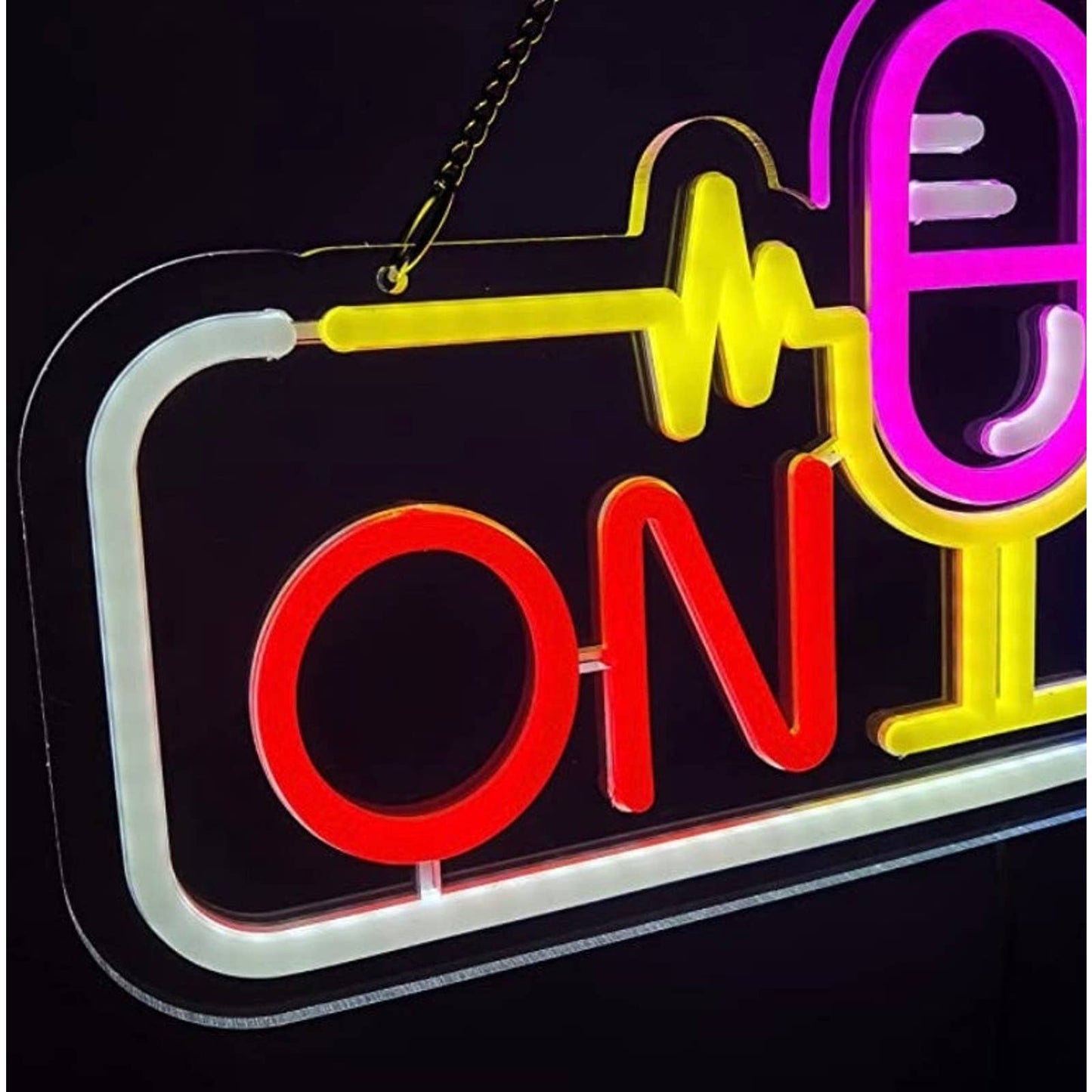 Vivid Bright On Air Microphone Soundwave LED Night Light Radio Studio Wall Decor