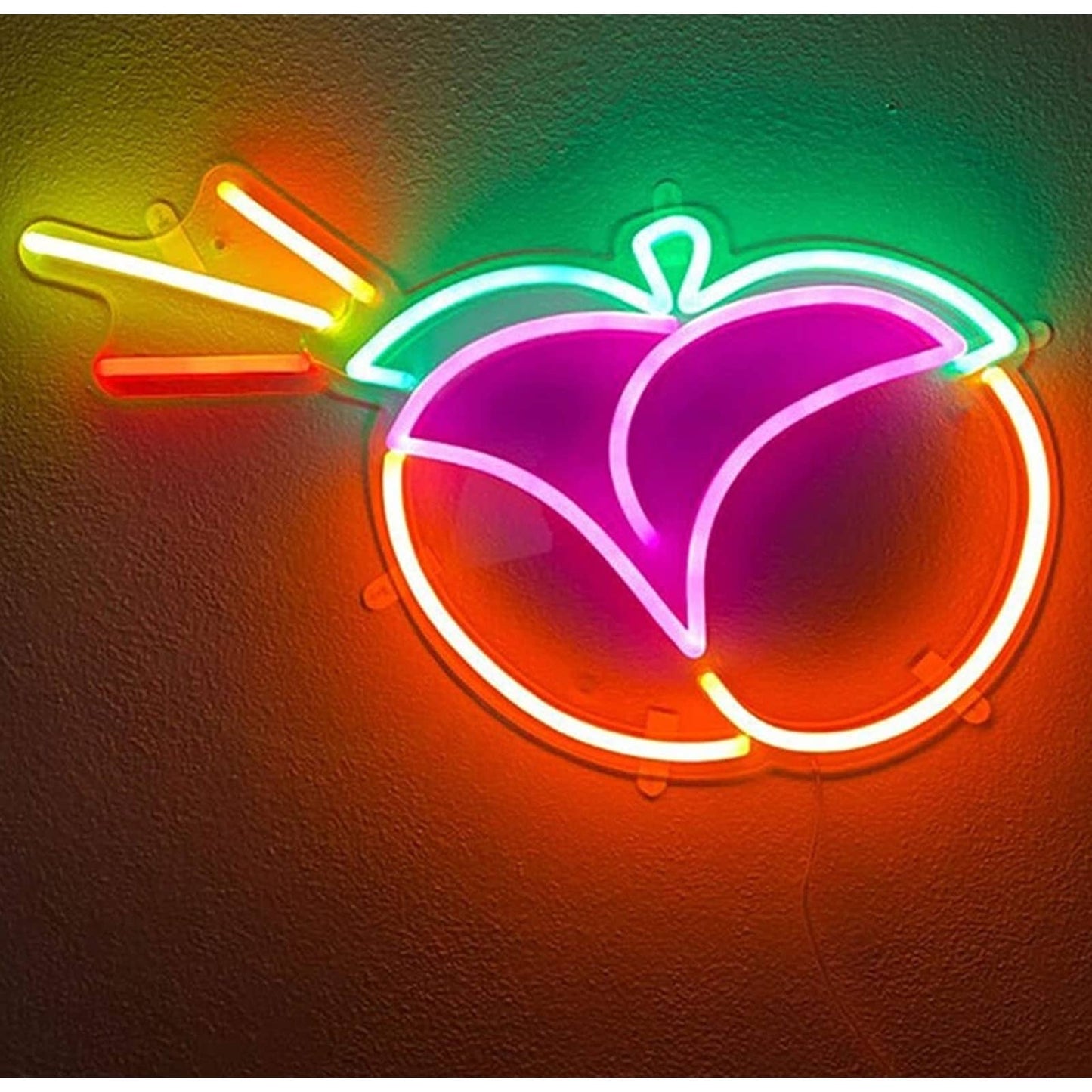 Fun Bright Peach Booty Fruit LED Night Light Room Wall Emoji Decoration