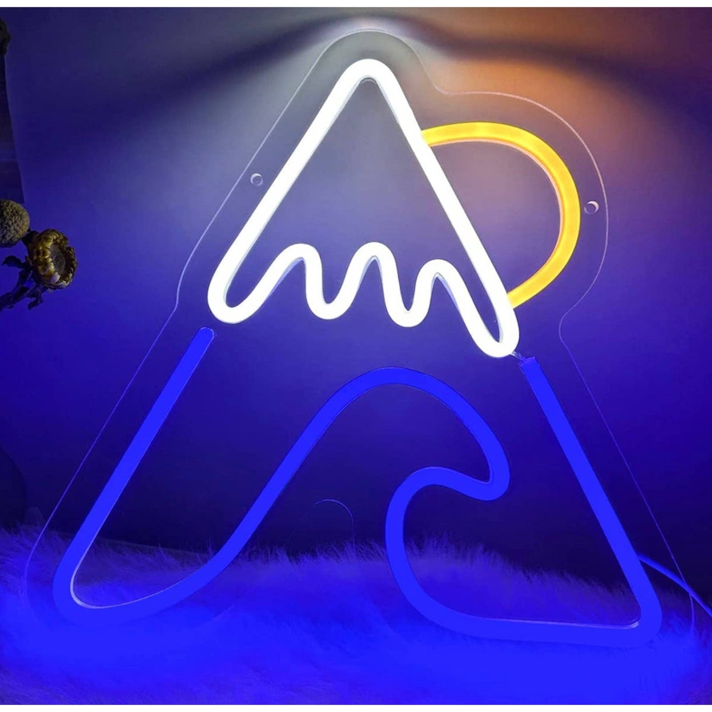 Lovely Bright Ice Top Mountain Sunset Ocean Wave LED Night Light Wall Art Decor