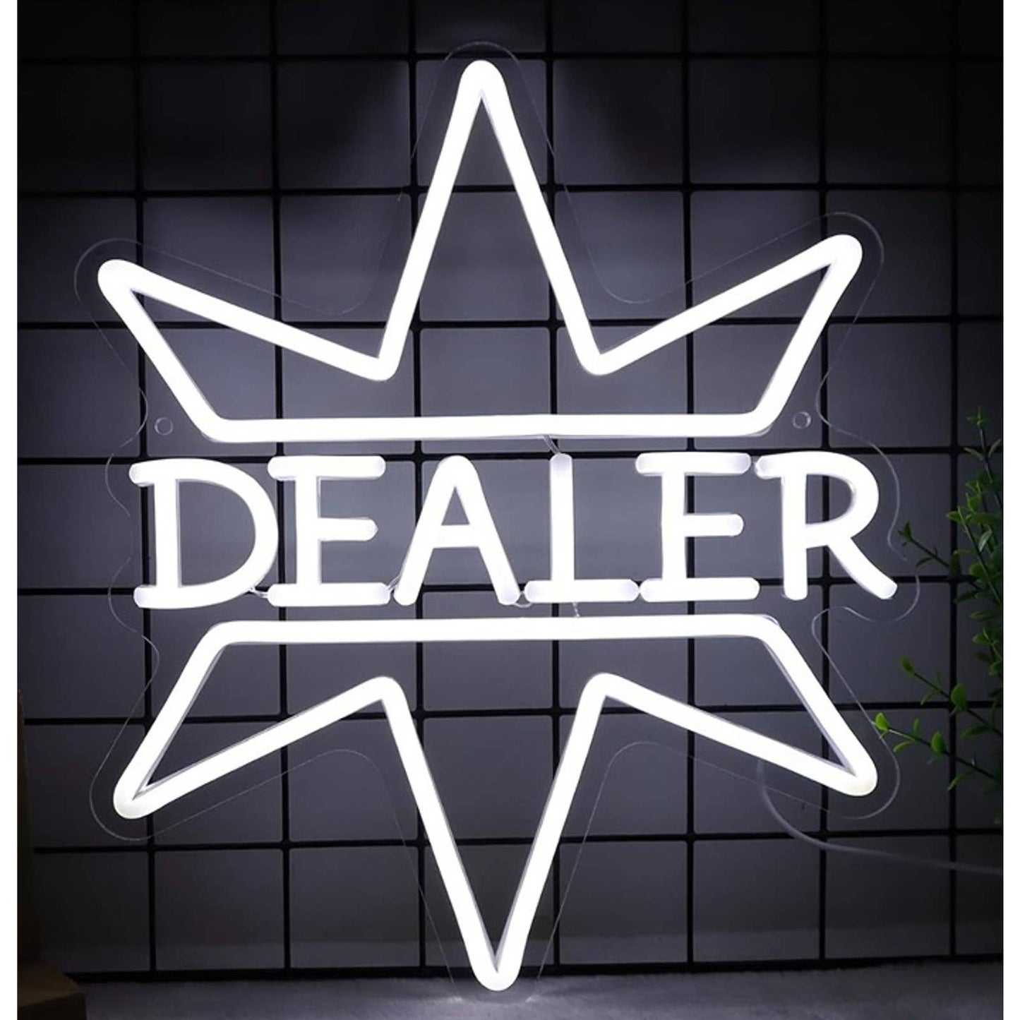 Vivid Bright White Star “Dealer” Poker LED Night Light Game Room Wall Decor