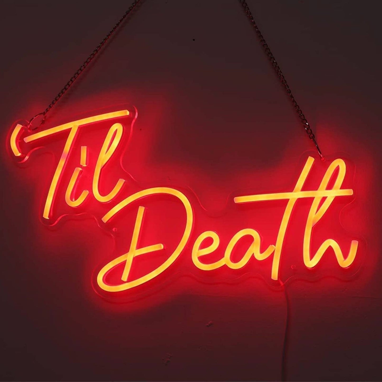 Lovely Bright Red Unique “Til’ Death” LED Night Light Marriage Room Wall Decorat