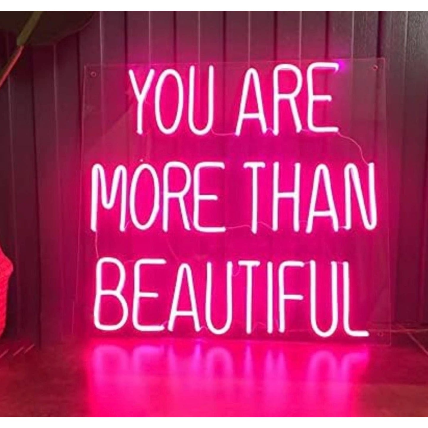 Lovely Large Bright Pink “You Are More Than Beautiful” LED Night Light Gift Wall