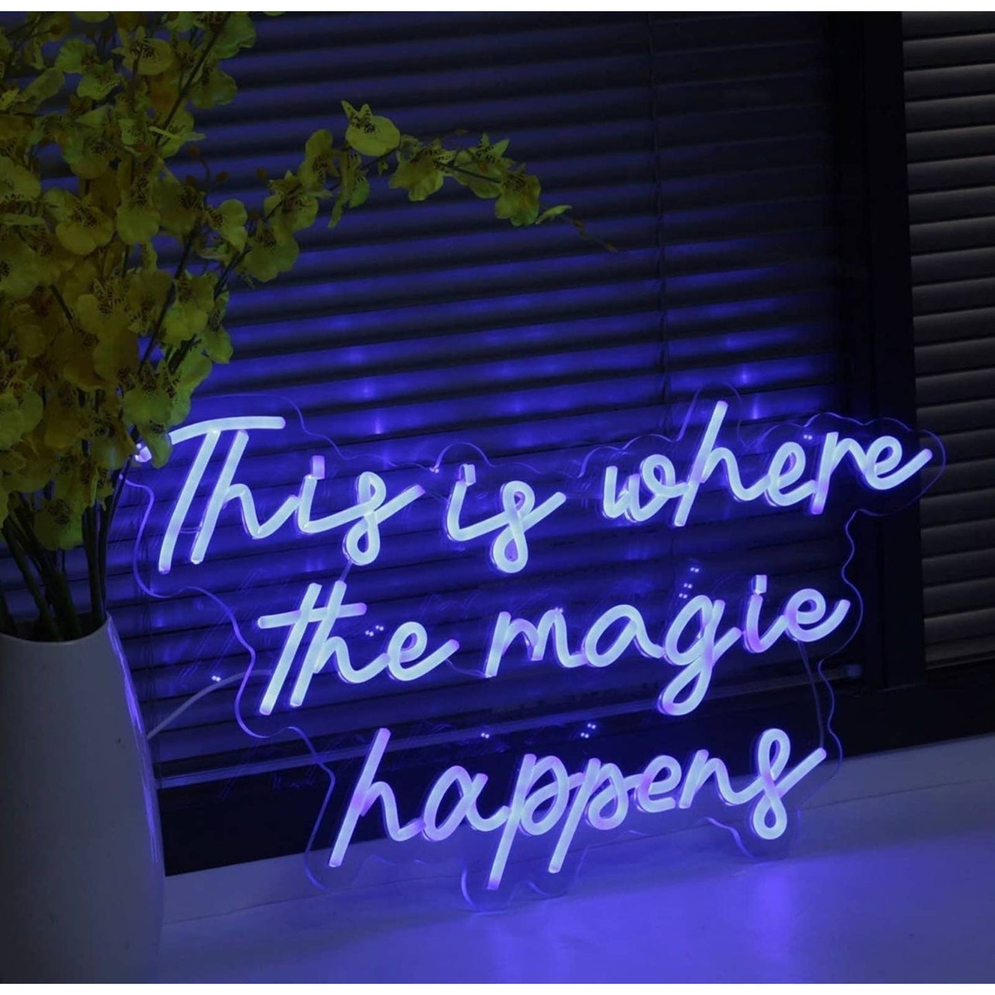 Lovely Blue Large Bright “ This Is Where The Magic Happens” LED Light Sign Decor