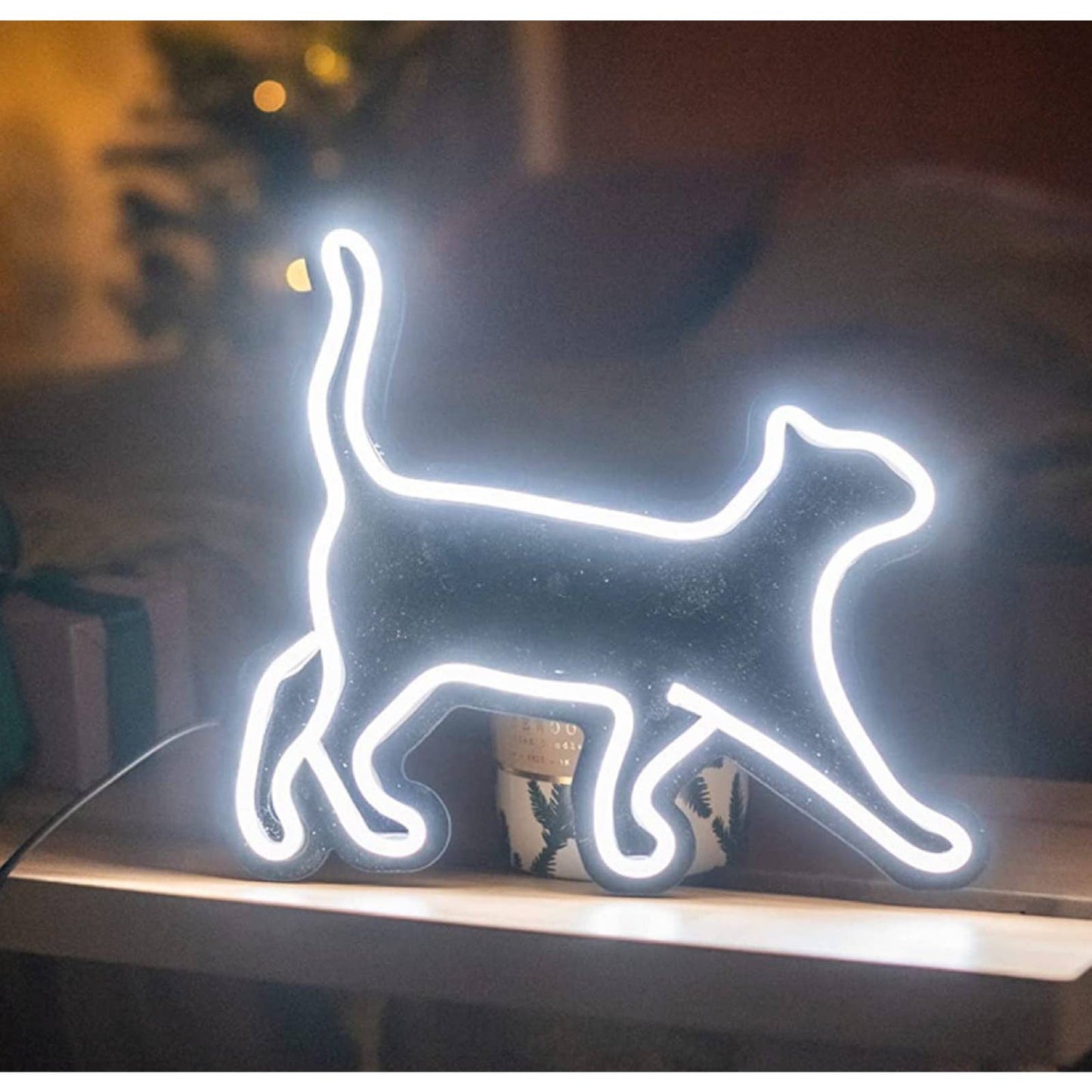 Adorable Bright White Prancing Kitty Cat LED Night Light Room Wall Decor