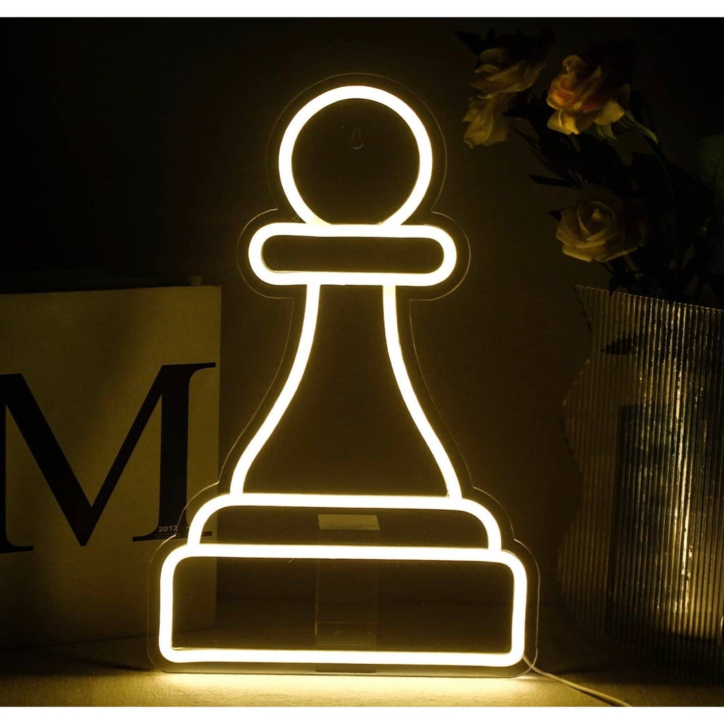 Fun Bright Warm White Pawn Chess Piece LED Night Light Board Game Decor