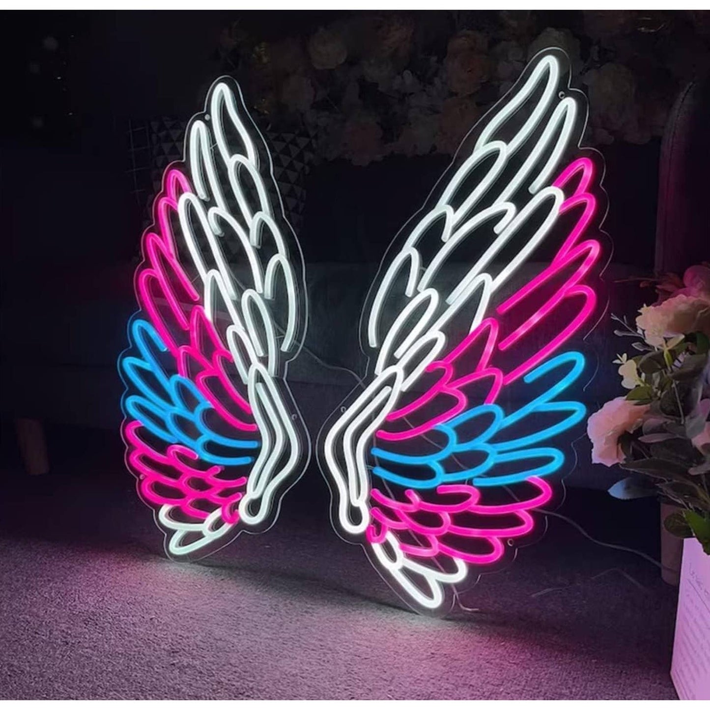 Gigantic Vivid Bright Colorful Angel Wings LED Night Light Room Wall Decoration