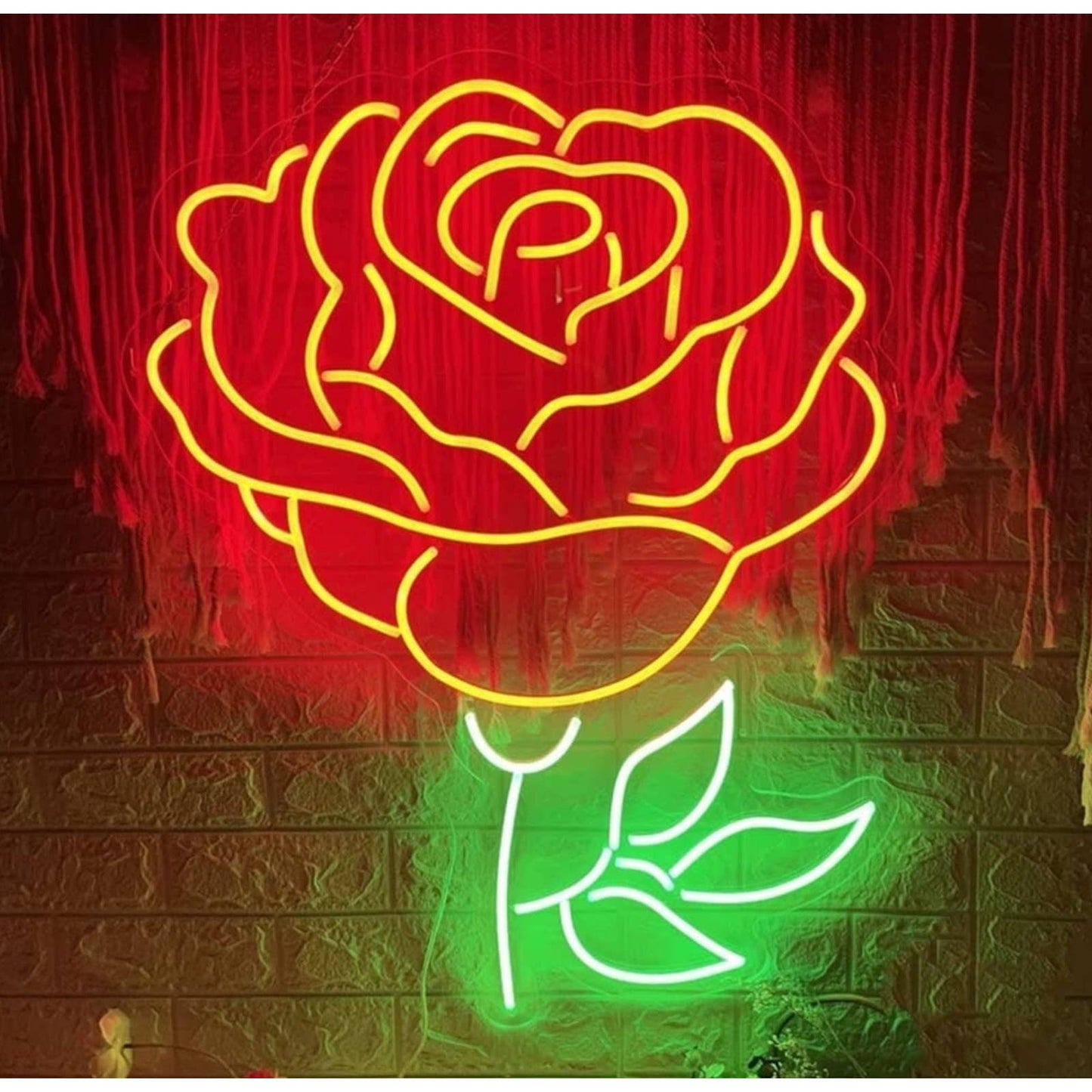 Romantic Vivid Bright Red Rose LED Night Light Love Room Wall Decoration