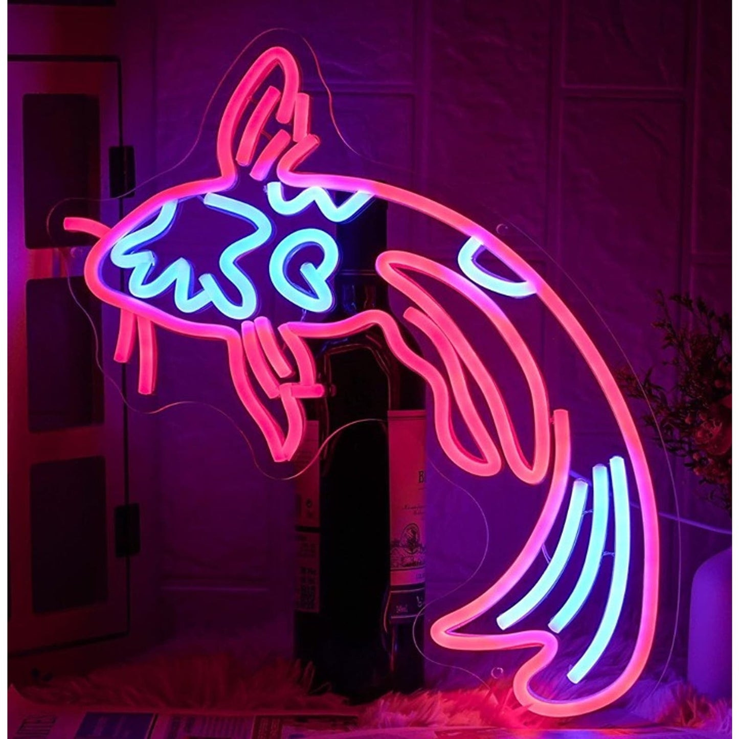 Lovely Bright Red/Blue Japanese Koi Fish LED Night Light Room Wall Decor