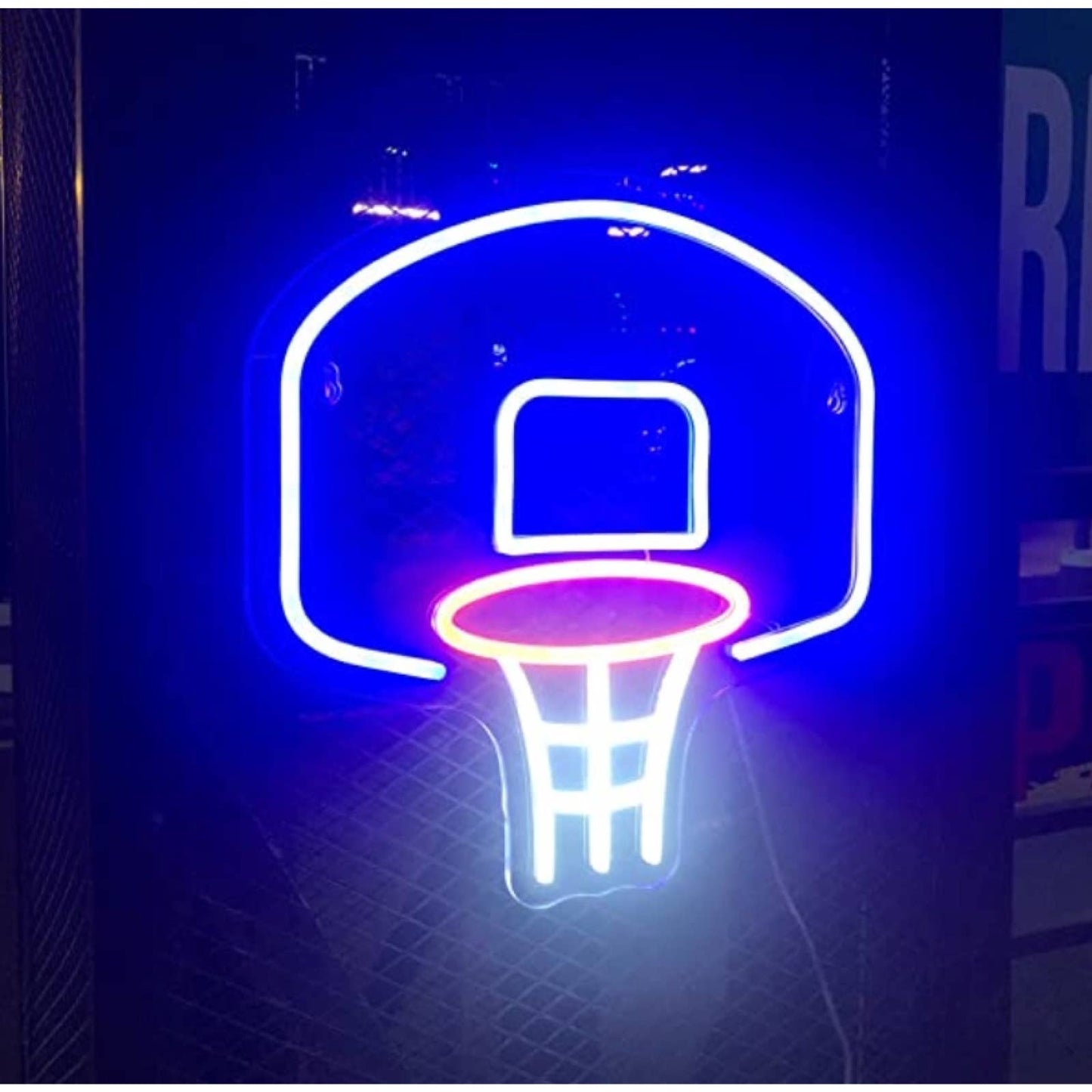 Bright Blue Basketball Hoop Goal LED Night Light Sports NBA Decoration