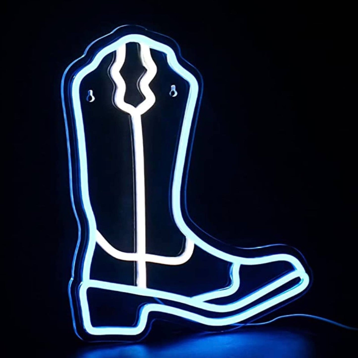 Fun Bright Blue Cowboy Boot LED Night Light Room Wall Barn Country Decor