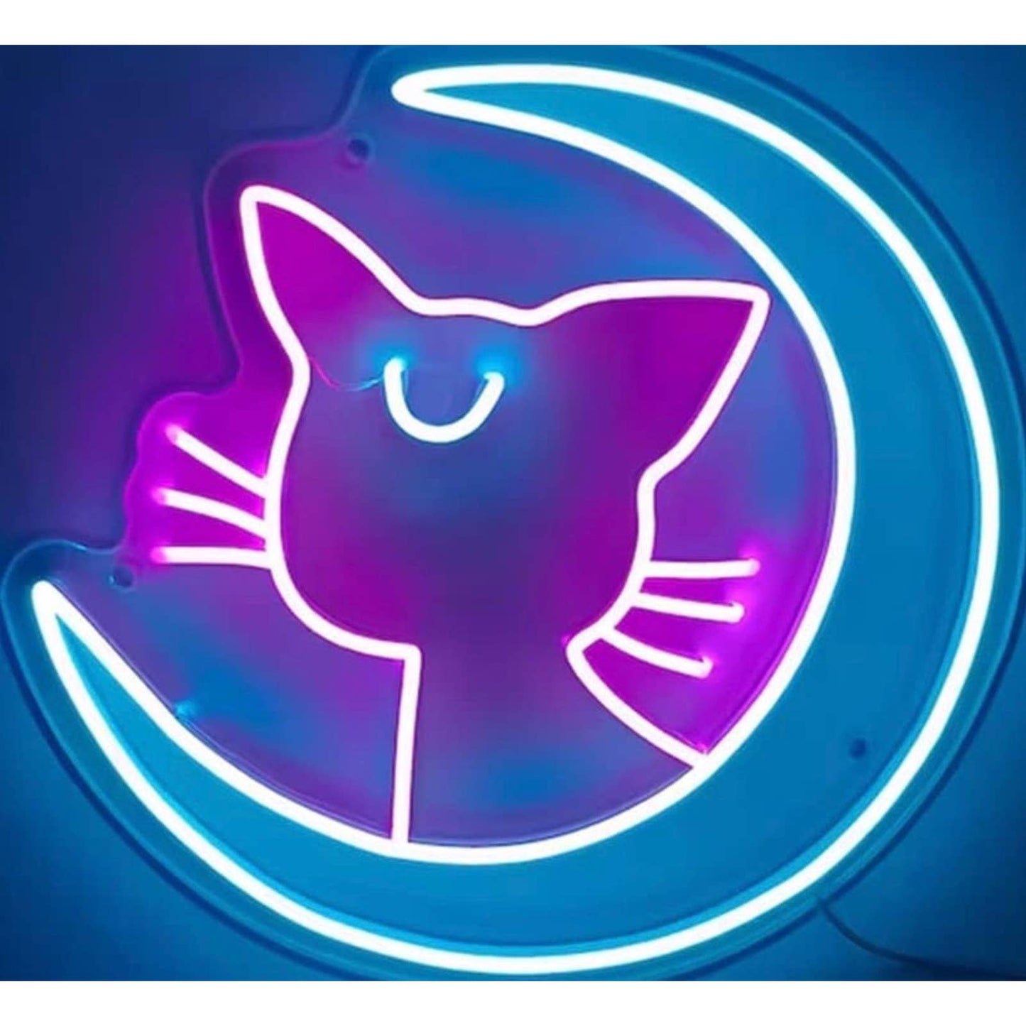 Lovely Pink / Blue Sailor Moon Luna Kitty Cat LED Night Light Room Anime Decor