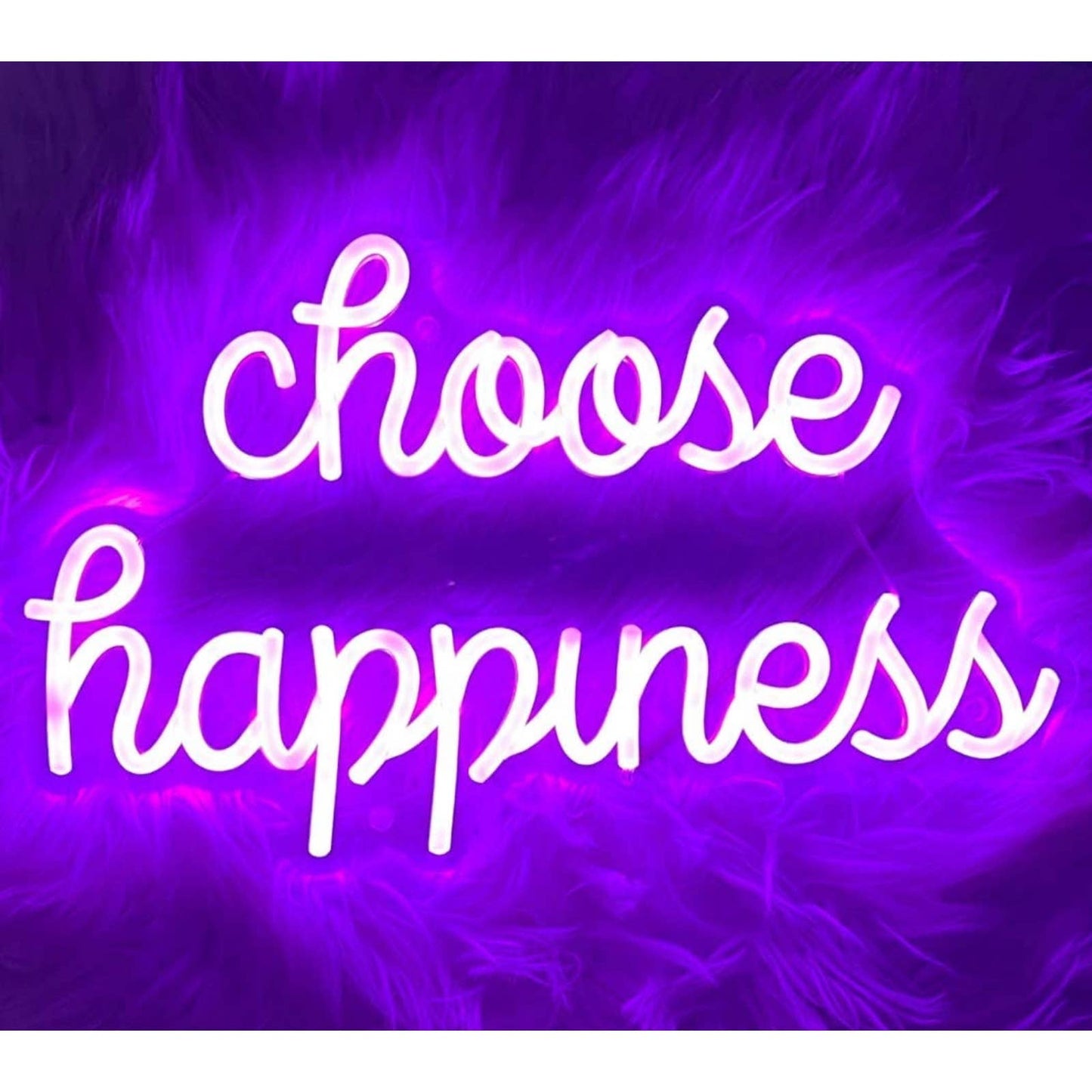 Adorable Large Bright Purple “Choose Happiness” LED Night Light Room Wall Decor