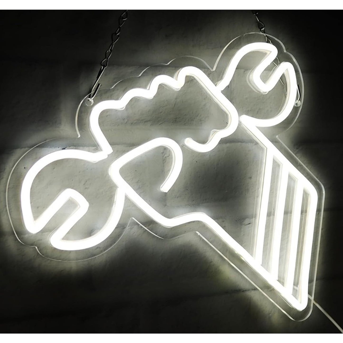 Vivid Bright White Arm & Wrench LED Night Light Mechanic Fix Garage Sign