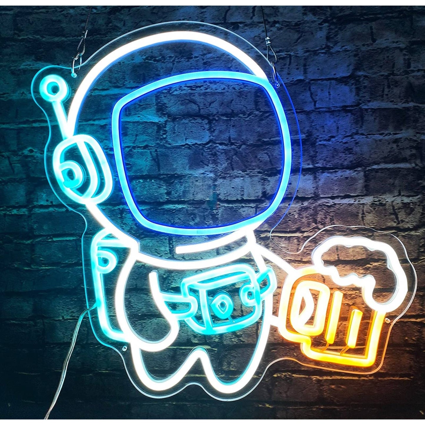 Fun Bright Blue Little Astronaut with a Beer LED Night Light Room Wall Decoratio
