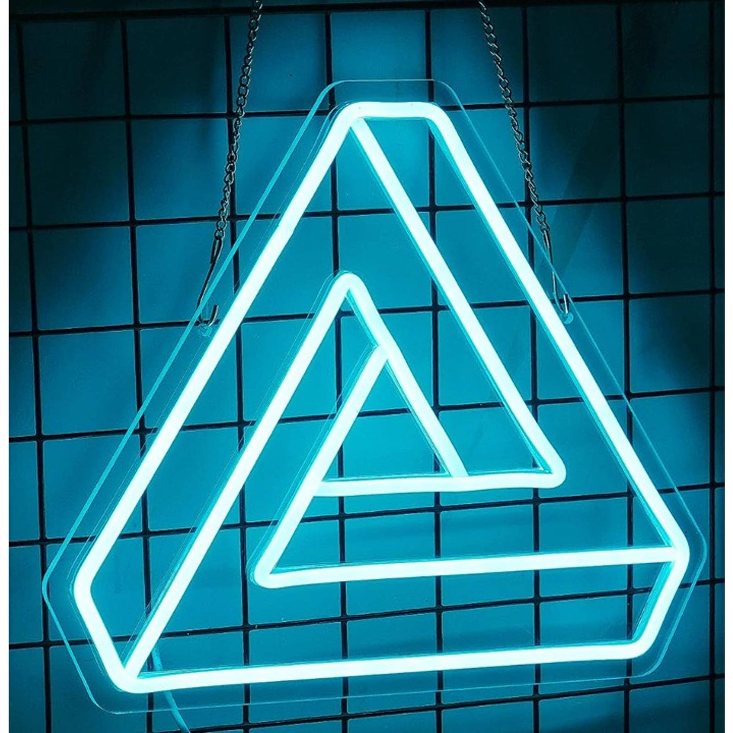 Bright Blue Penrose Triangle Illusion LED Night Room Wall Decor