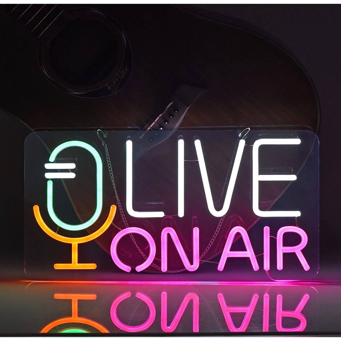 Bright Pink / White LIVE On Air Microphone Studio Radio LED Night Light Decor