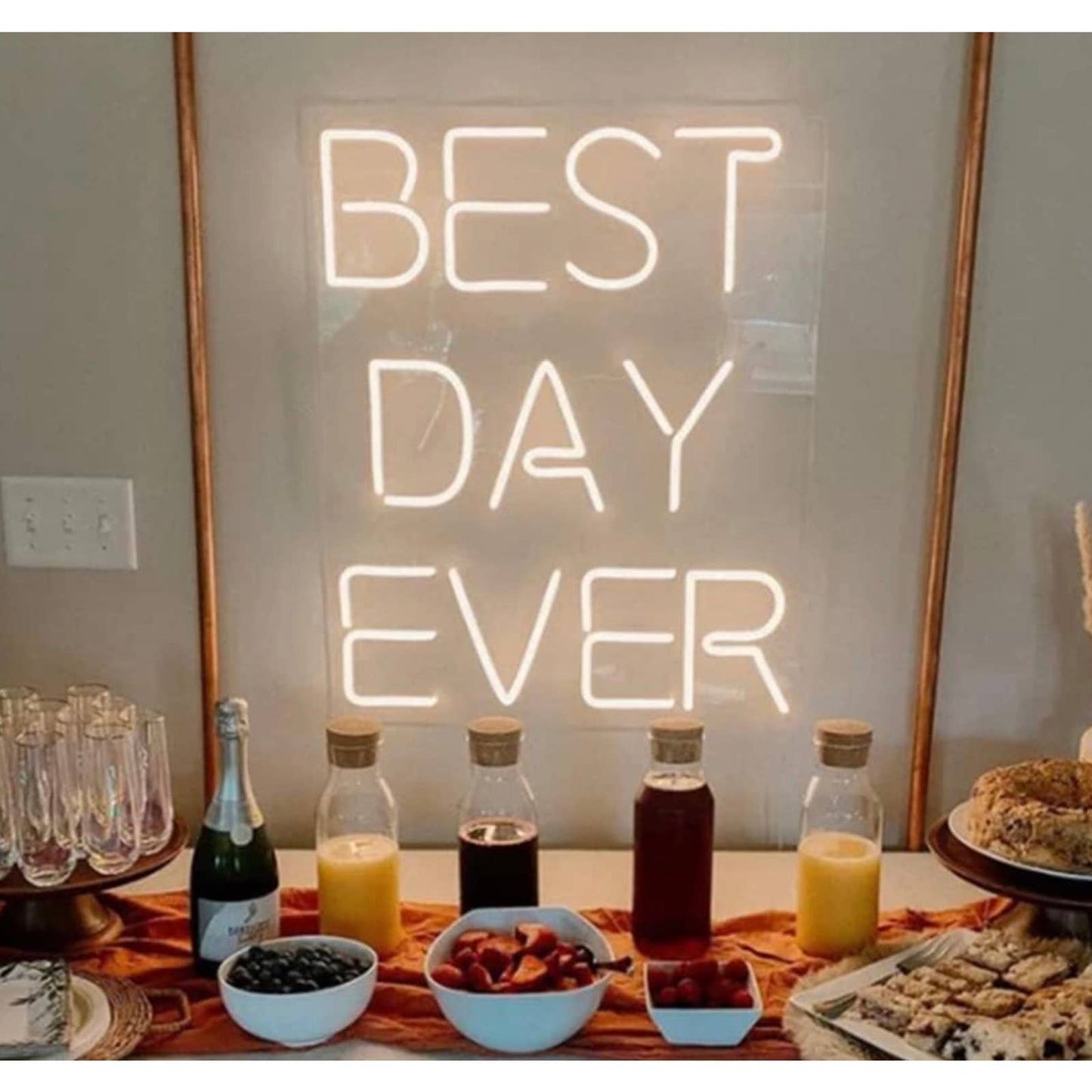 Fun Bright White BEST DAY EVER LED Night Light Sign Room Wall Decoration