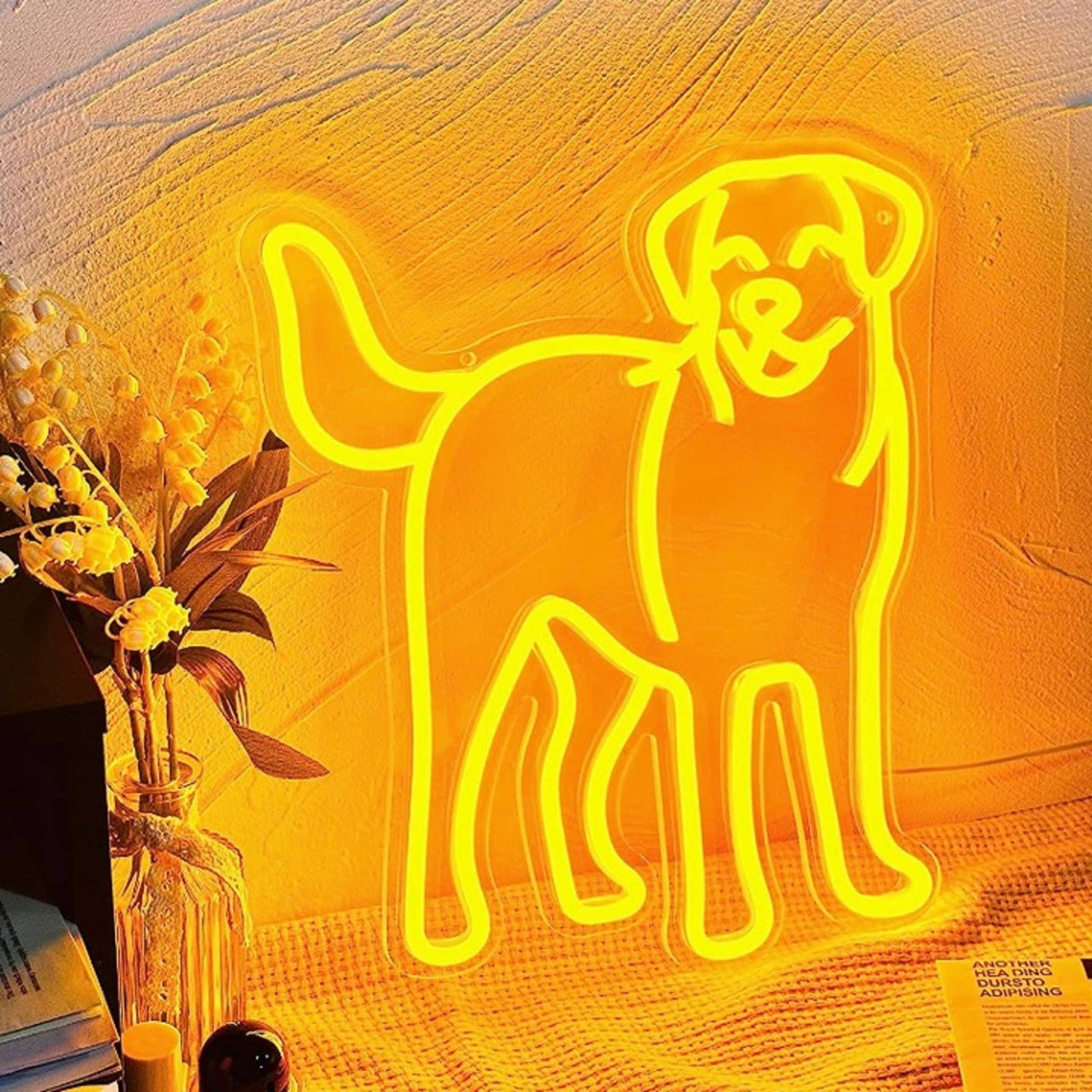 Fun Vivid Bright Yellow Happy Labrador Retriever Puppy Dog LED Light Pet Decor
