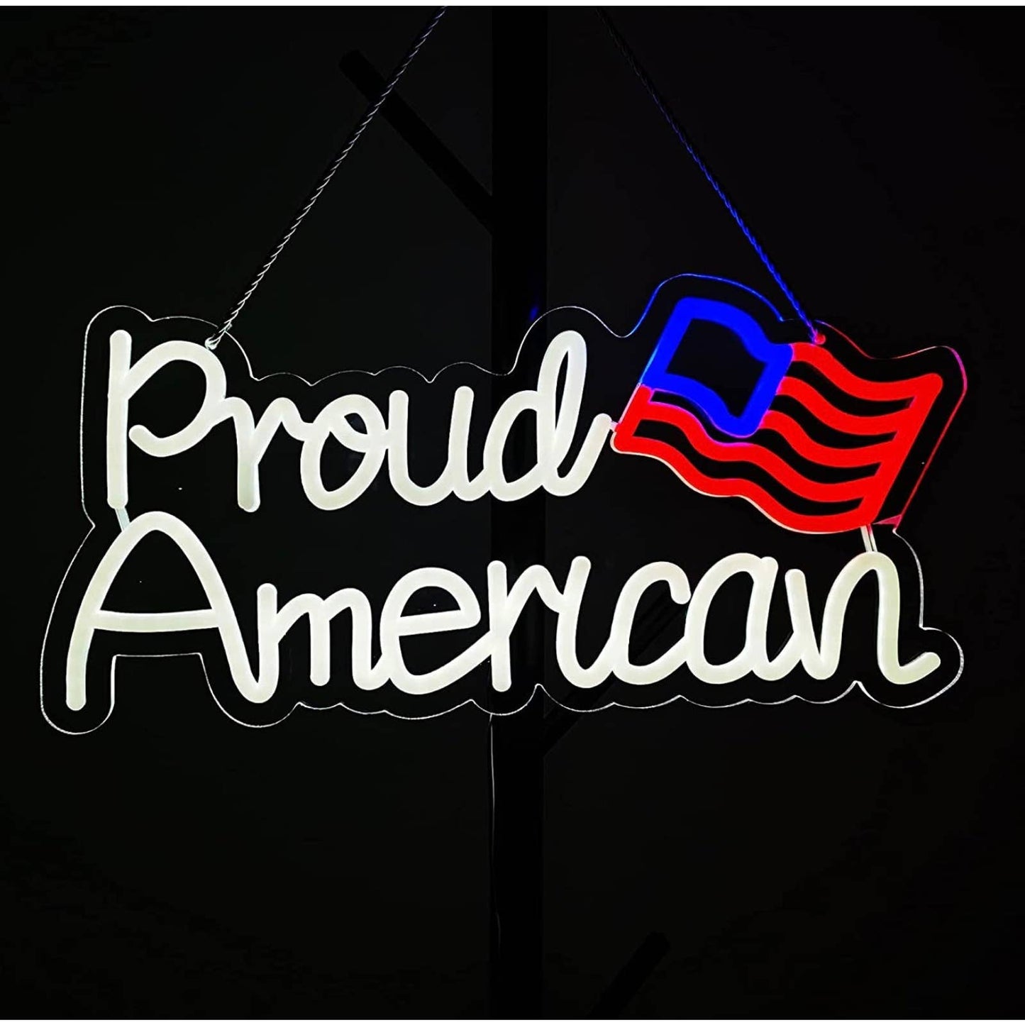 Patriotic Bright Proud American USA Flag LED Night Light Room Wall Decoration