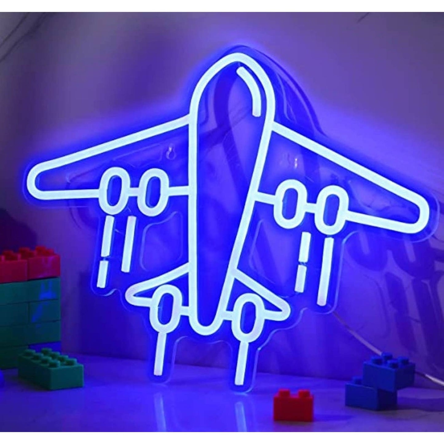 Fun Bright Vivid Blue Air Plane LED Night Light Room Wall Decoration