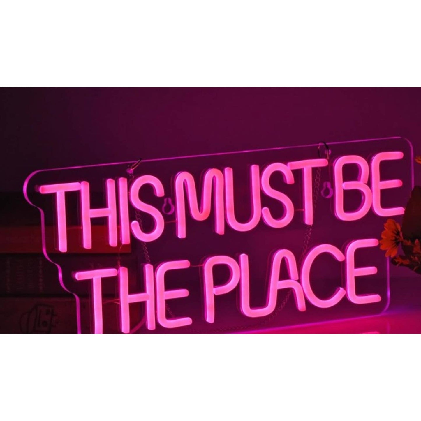 Fun Vivid Warm Pink “This Must Be The Place” LED Night Light Room Wall Decor