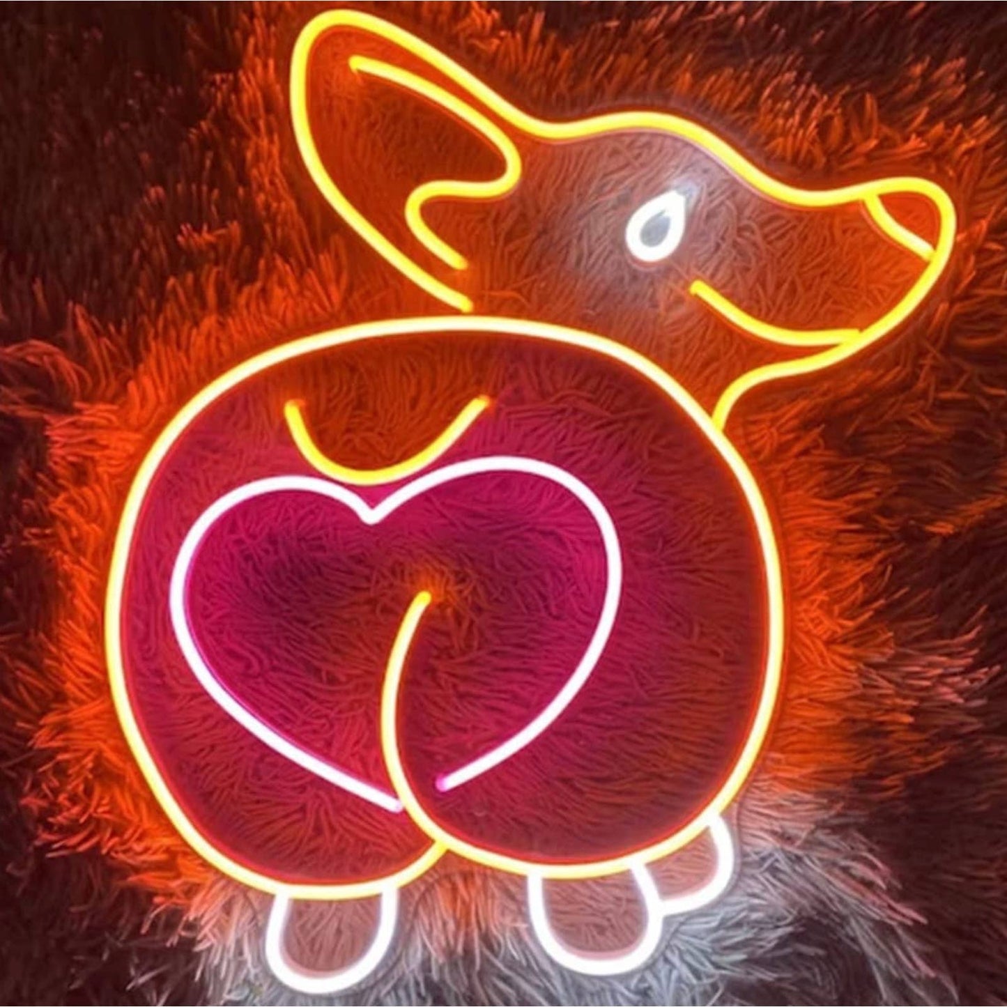 Adorable Bright Corgi Heart Booty Butt LED Night Light Poppy Dog Wall Decoration