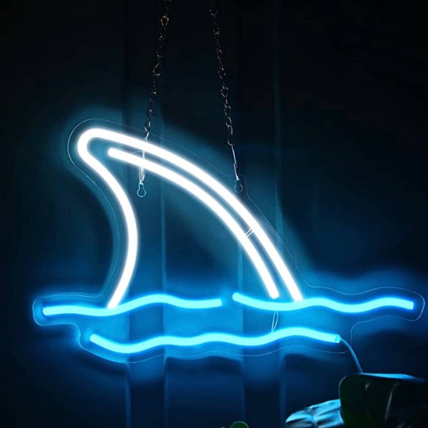 Lovely Bright Blue White Shark Fin LED Night Light Room Wall Decoration