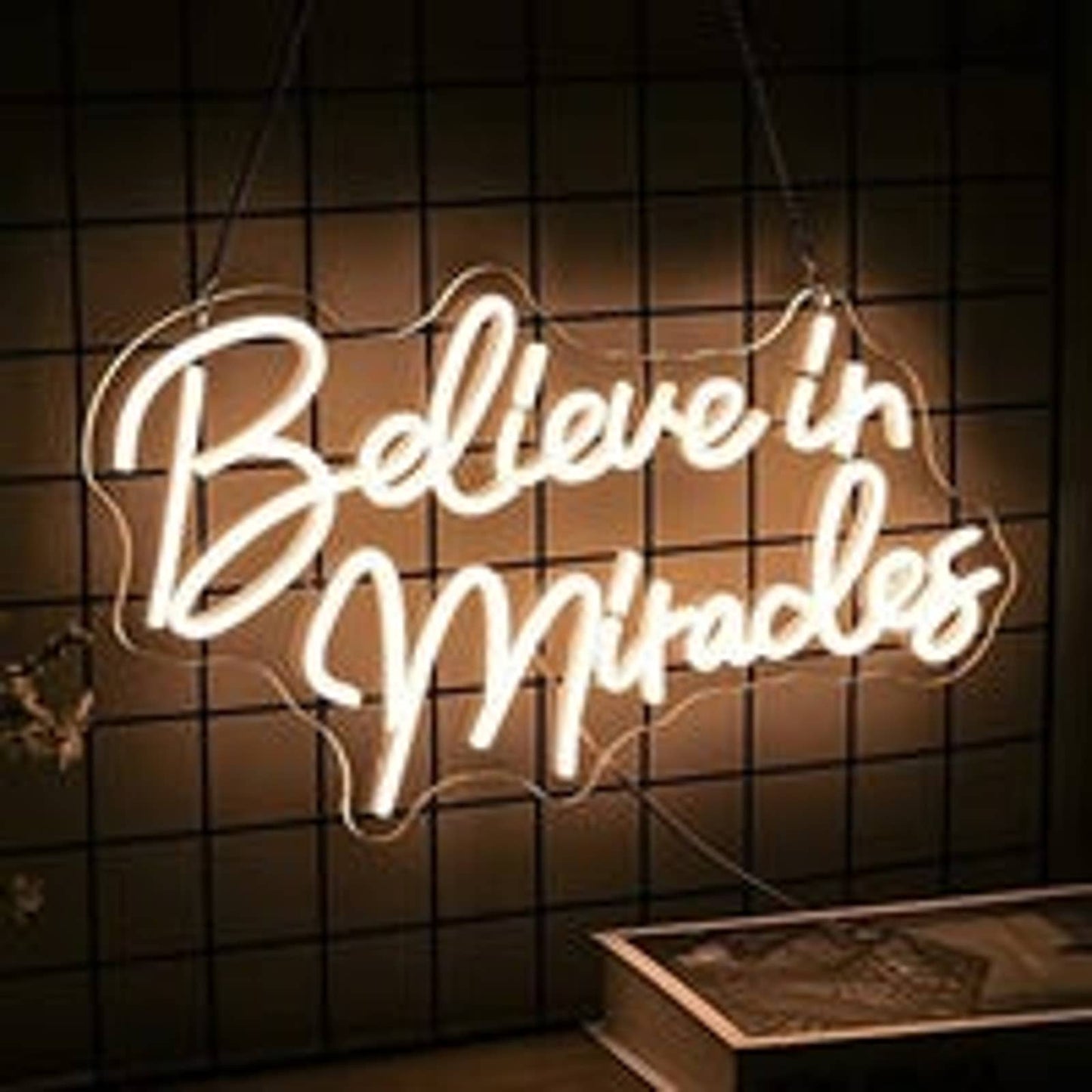 Lovely Bright Warm White Believe in Miracles LED Night Light Room Wall Decoratio