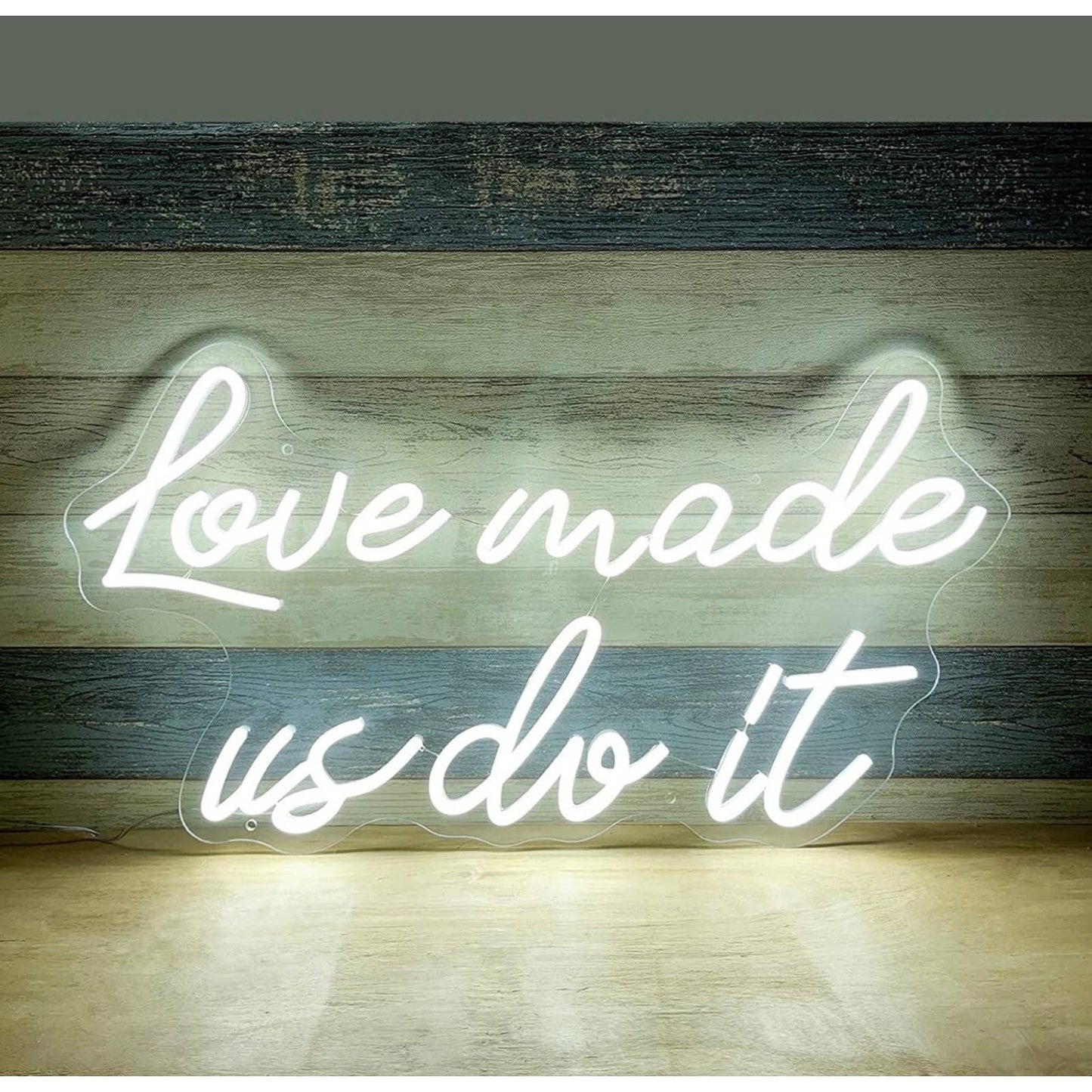 Adorable Bright White “Love Made Us Do It” LED Light Wall Decoration