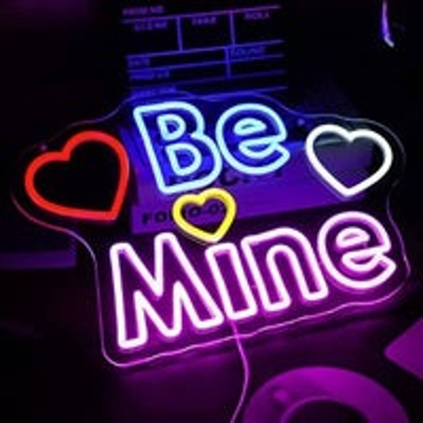 Lovely Bright “Be Mine” Hearts LED Night Light Romantic Room Wall Decoration