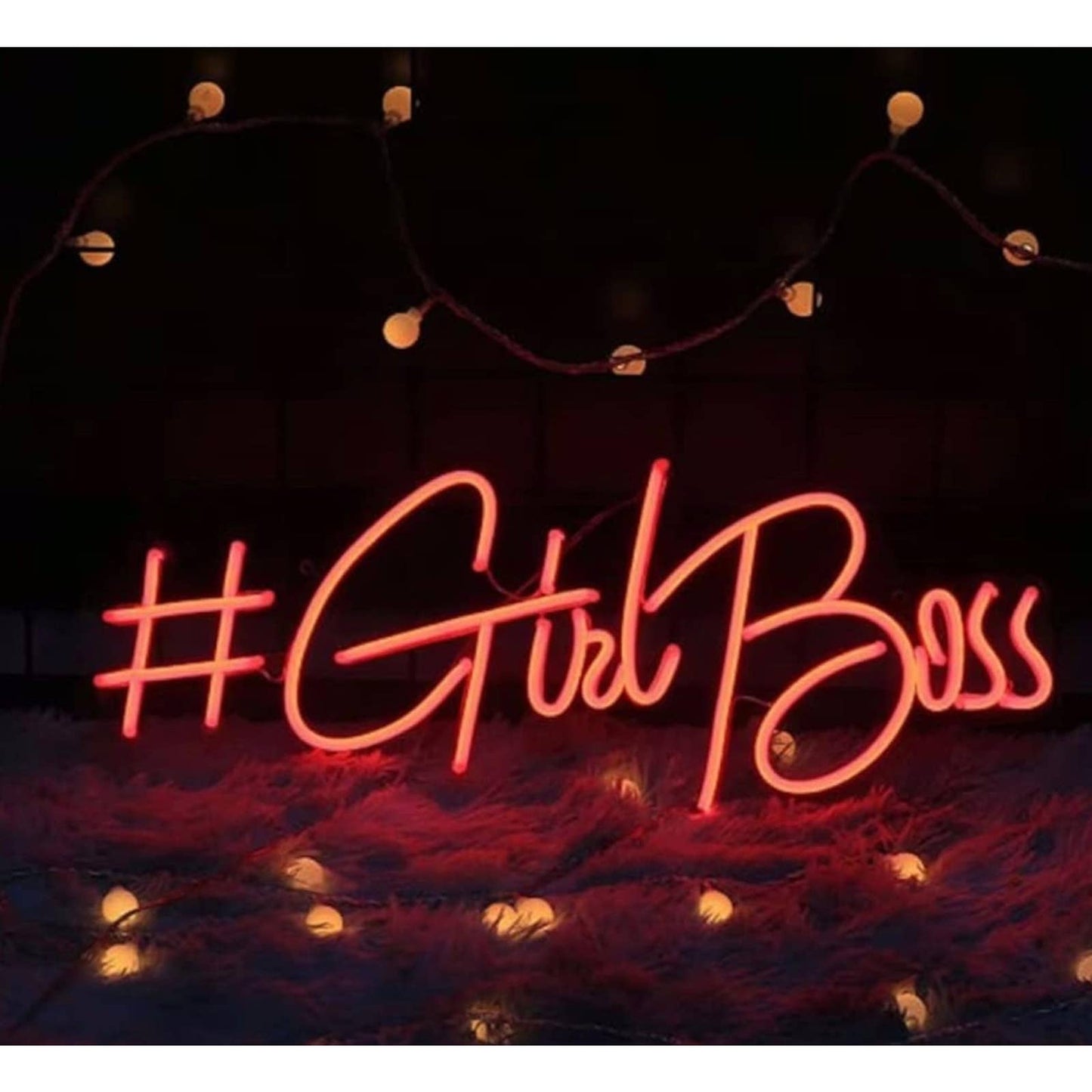 Lovely Bright Red #GirlBoss LED Night Light Business Office Room Wall Decoration
