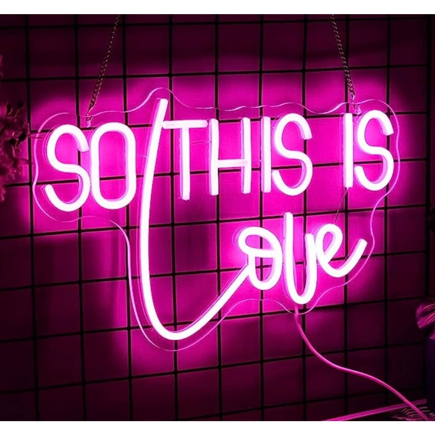 Romantic Bright Pink “So This is Love” LED Night Light Room Wall Decoration
