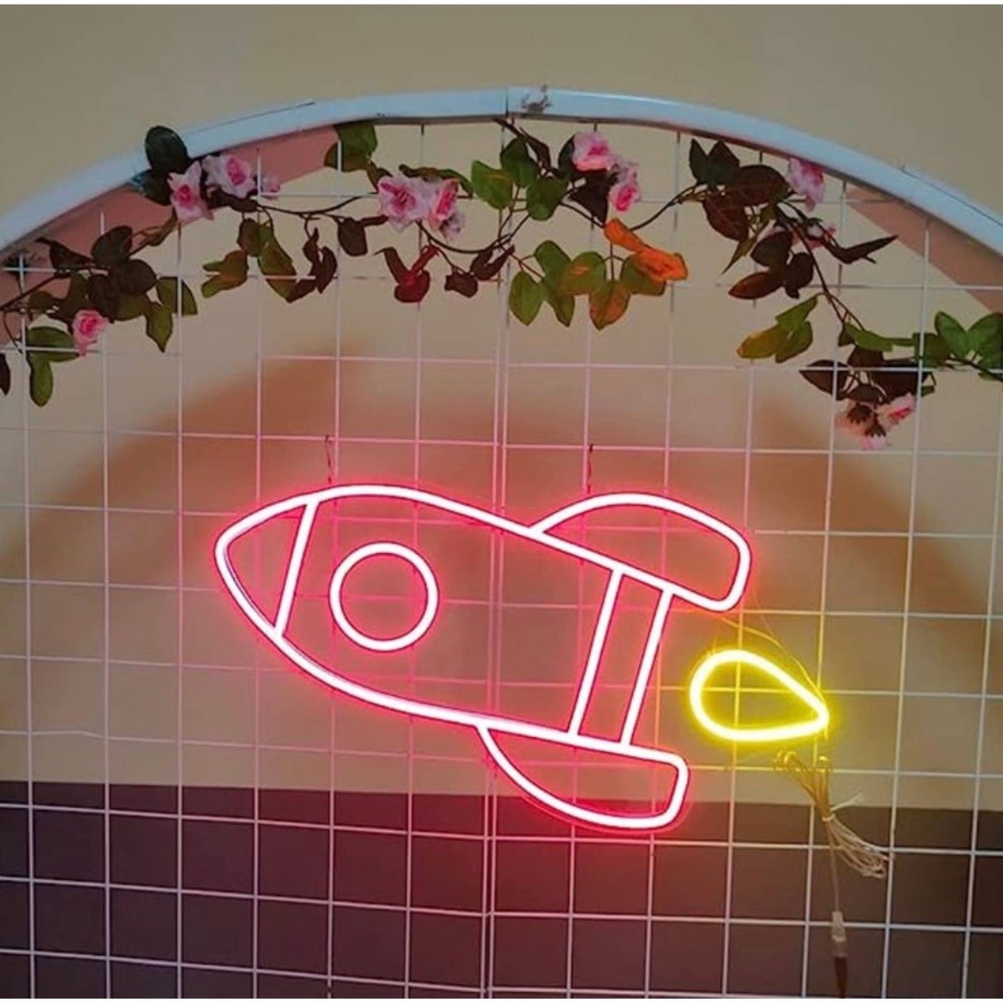 Fun Bright Vivid Red Rocket Ship LED Night Light Room Wall Decor