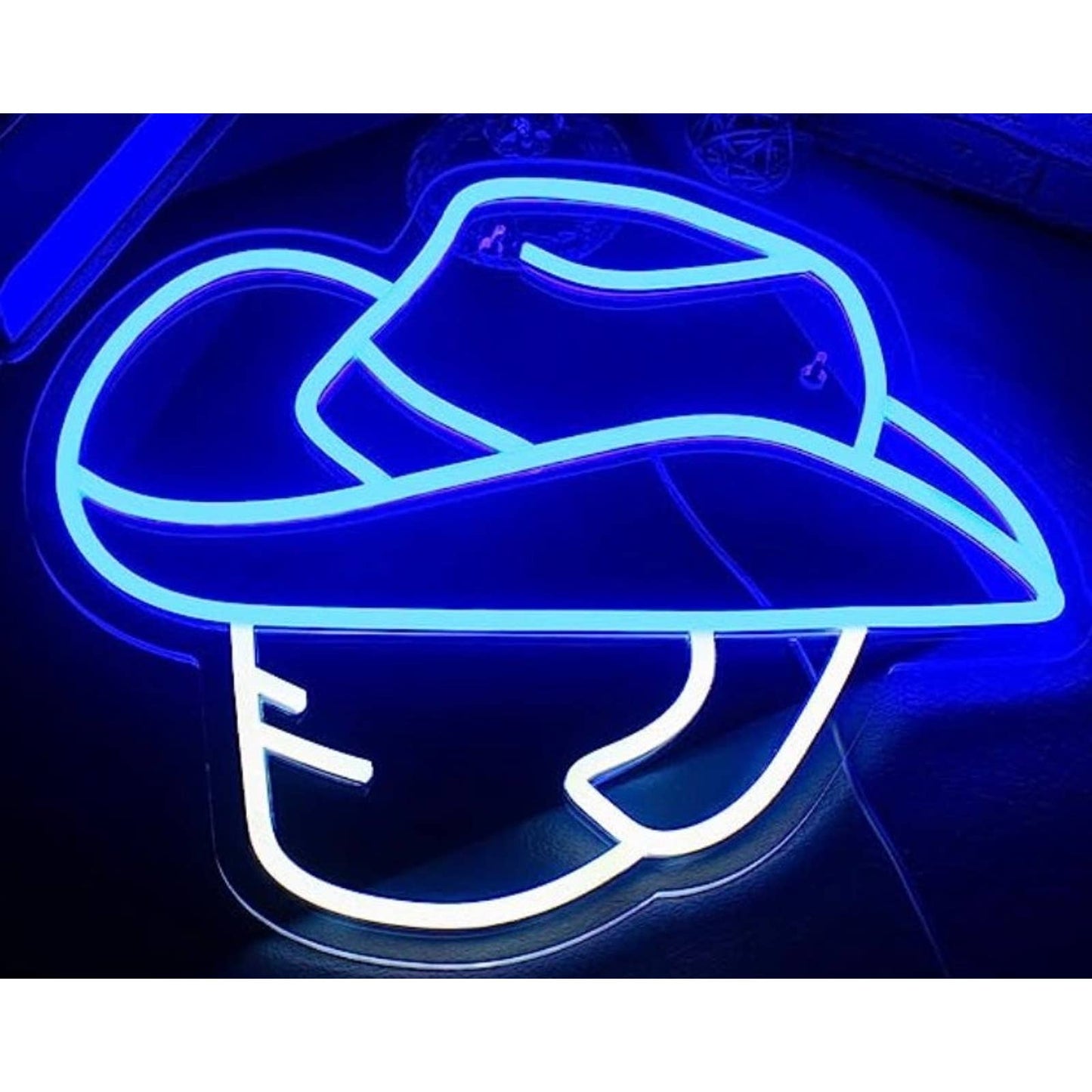 Fun Bright Blue Hat Cowboy LED Night Light Room Wall Decoration