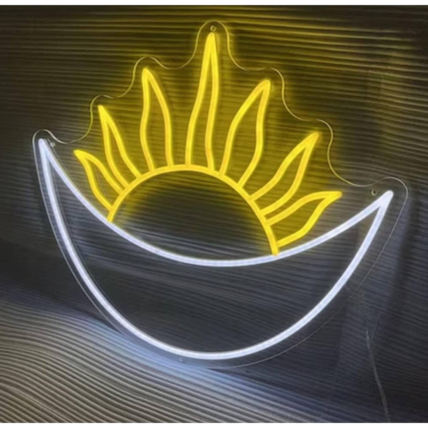Lovely Bright Shining Sun Sitting in Crescent Moon LED Night Light Room Wall Art