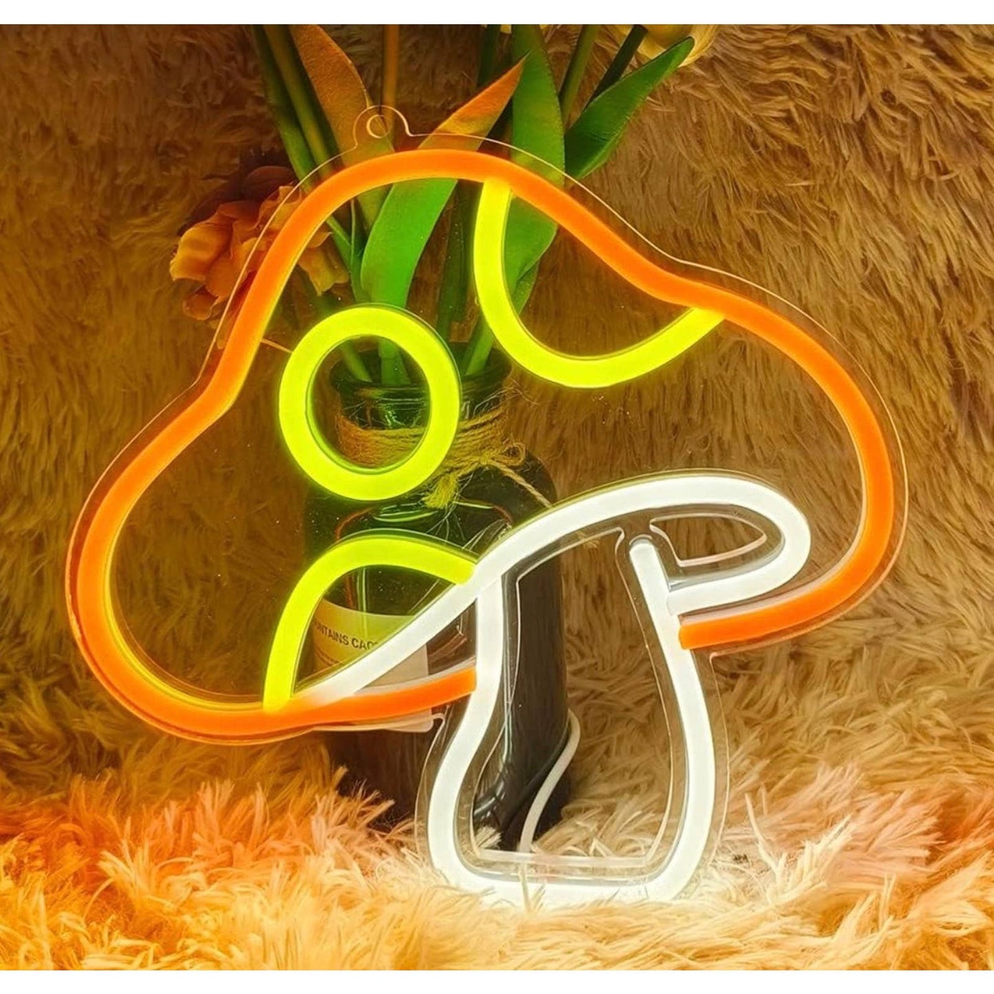 Lovely Bright Orange Yellow Spotted Mushroom LED Night Light Room Wall Decoratio