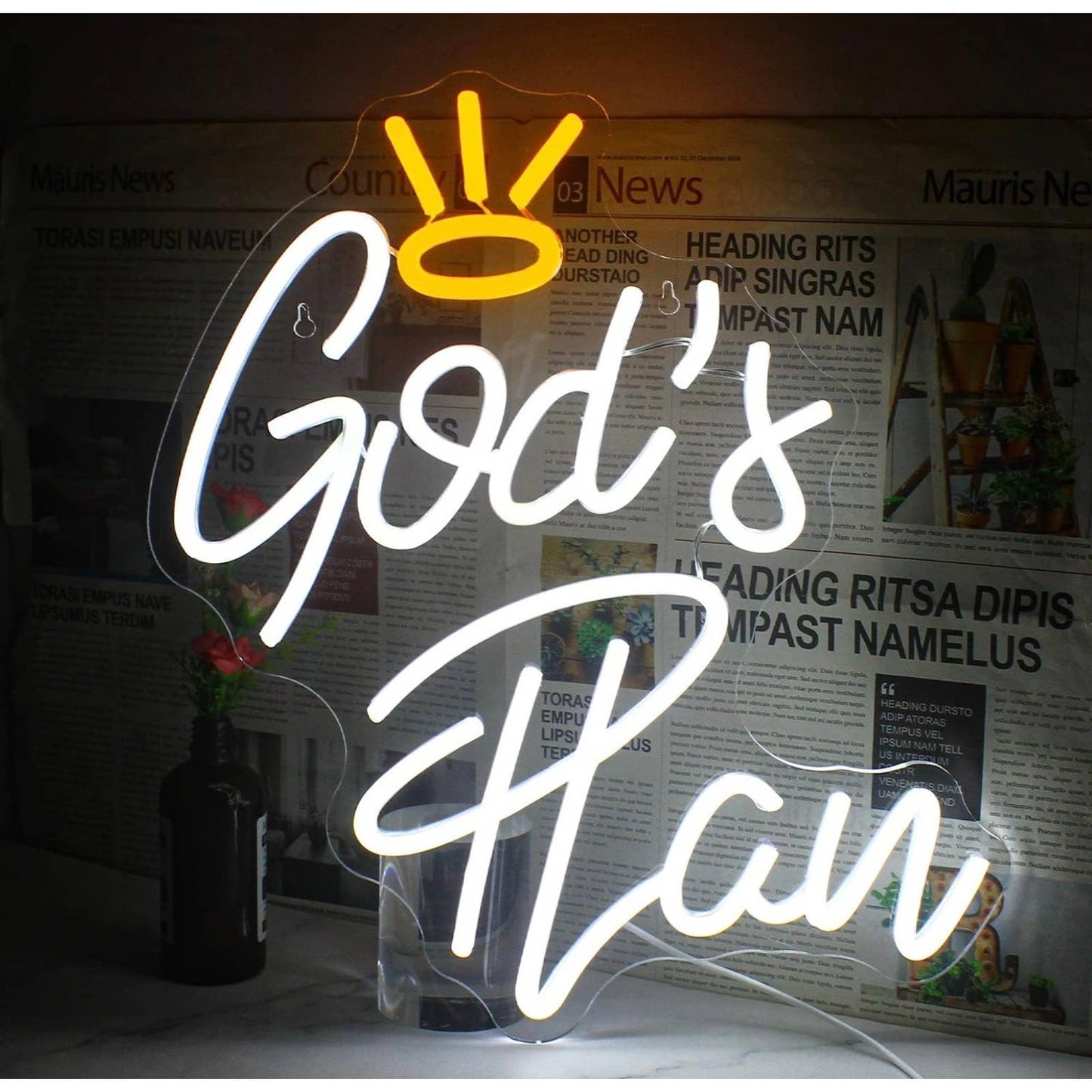 Lovely Bright “God’s Plan” LED Night Light Room Wall Christian Decor