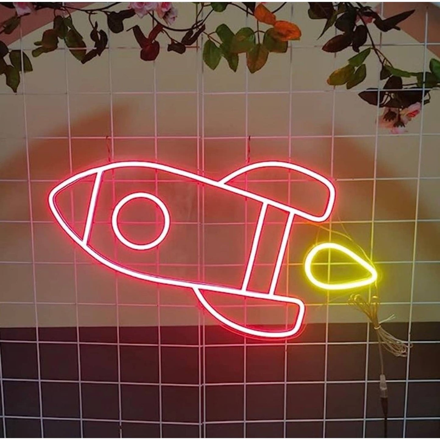Fun Bright Vivid Red Rocket Ship LED Night Light Room Wall Decor