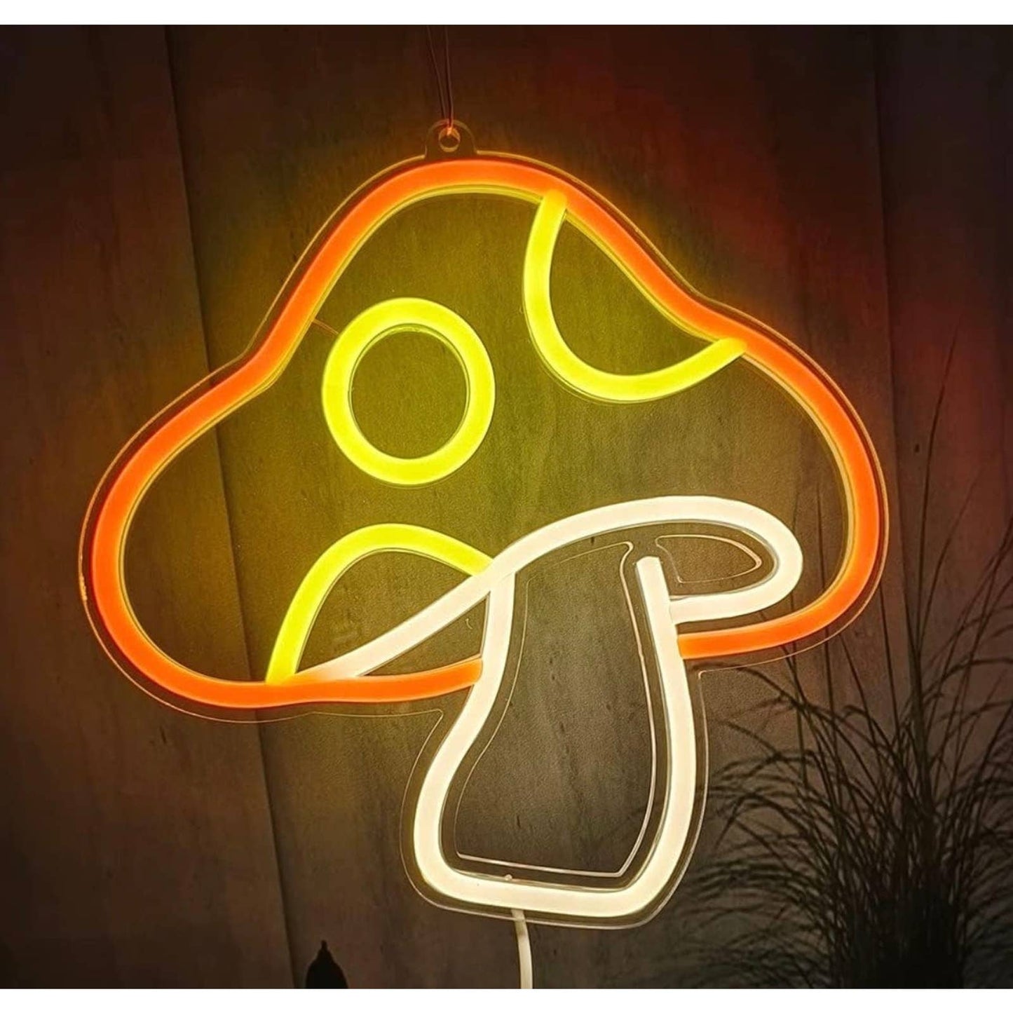 Lovely Bright Orange Yellow Spotted Mushroom LED Night Light Room Wall Decoratio